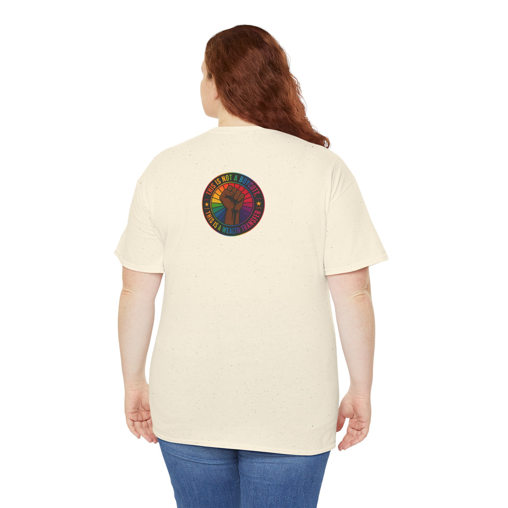 Graphic Tee — "I'm White, But Not THAT White" Illustration with Back Raised Fist Logo