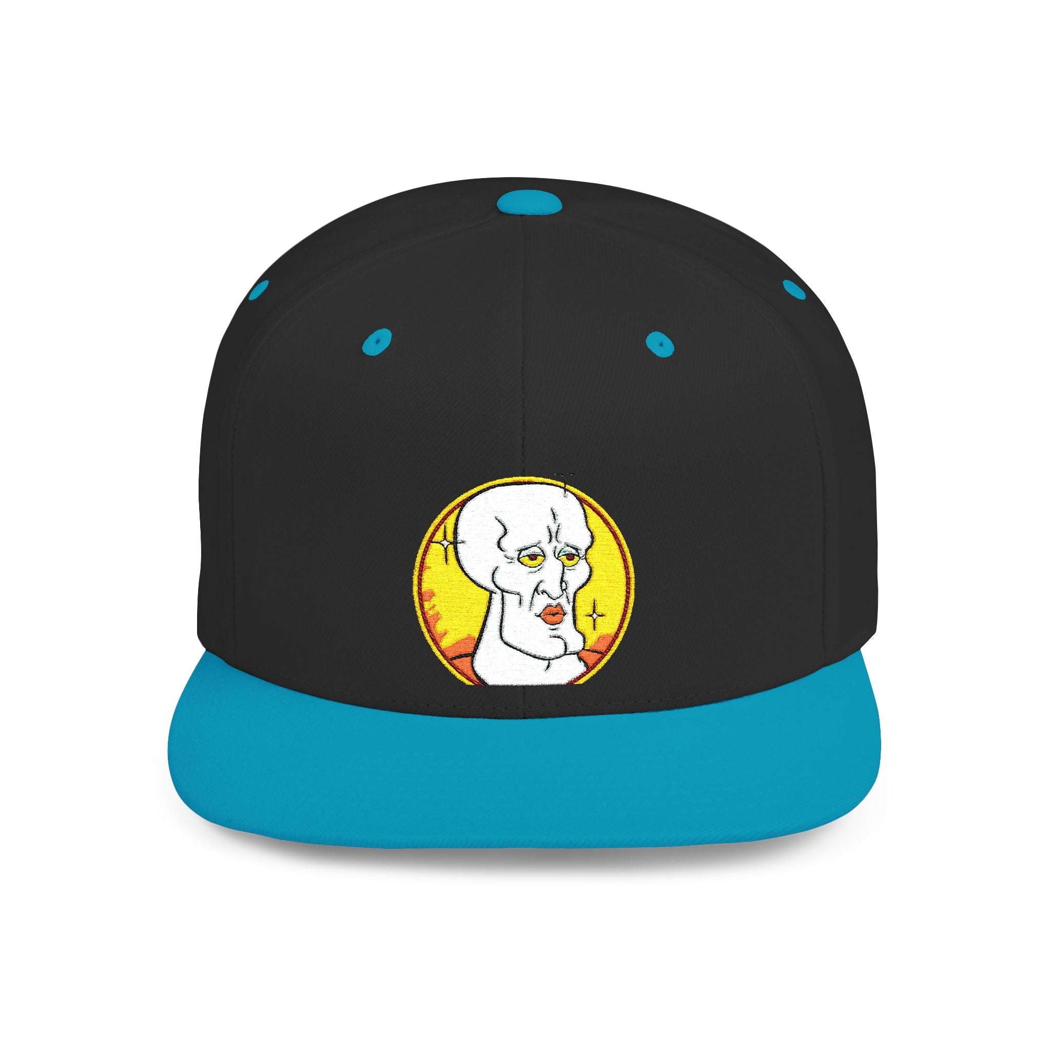 Snapback Hat — Cute Cat Holding Flower Patch, Cute Kawaii Cat Embroidered Cap