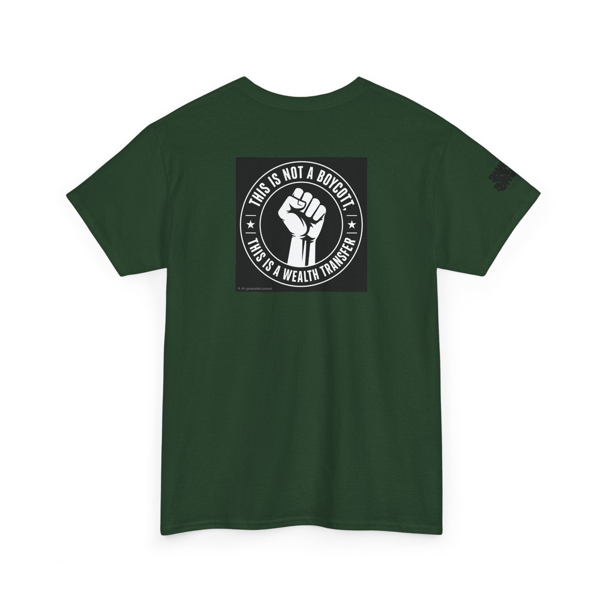 Graphic Tee — 'This Is Not A Boycott, This Is A Wealth Transfer' Back Print with Reading Child Artwork