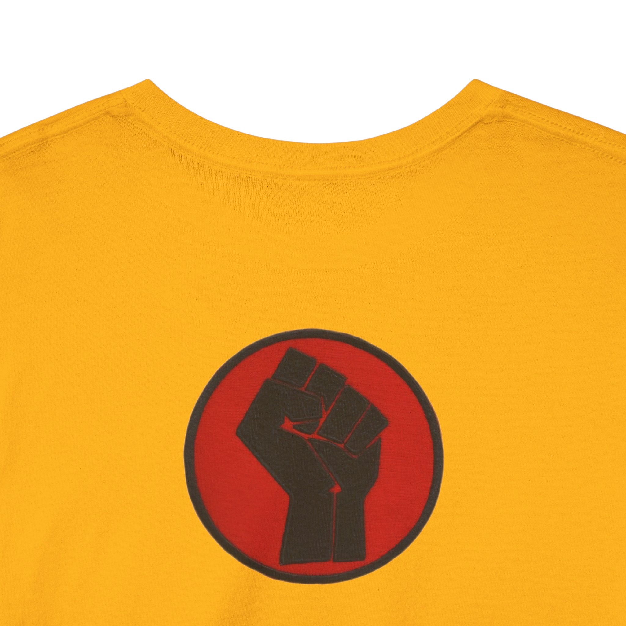 Basketball Jumpman Tee — Retro Skyline Graphic T-Shirt with Red Fist Back Emblem