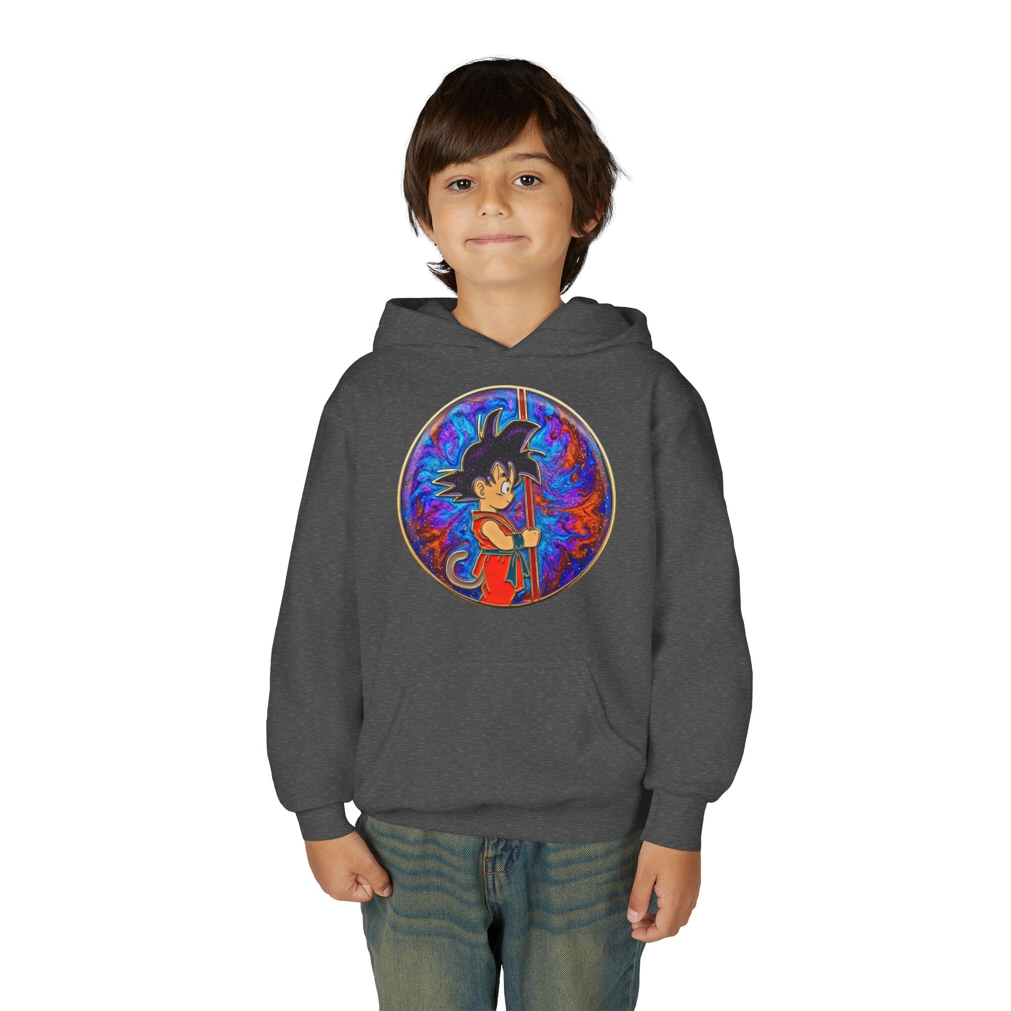 Dragon Boy Hoodie — Goku Cartoon Emblem Youth Hooded Sweatshirt