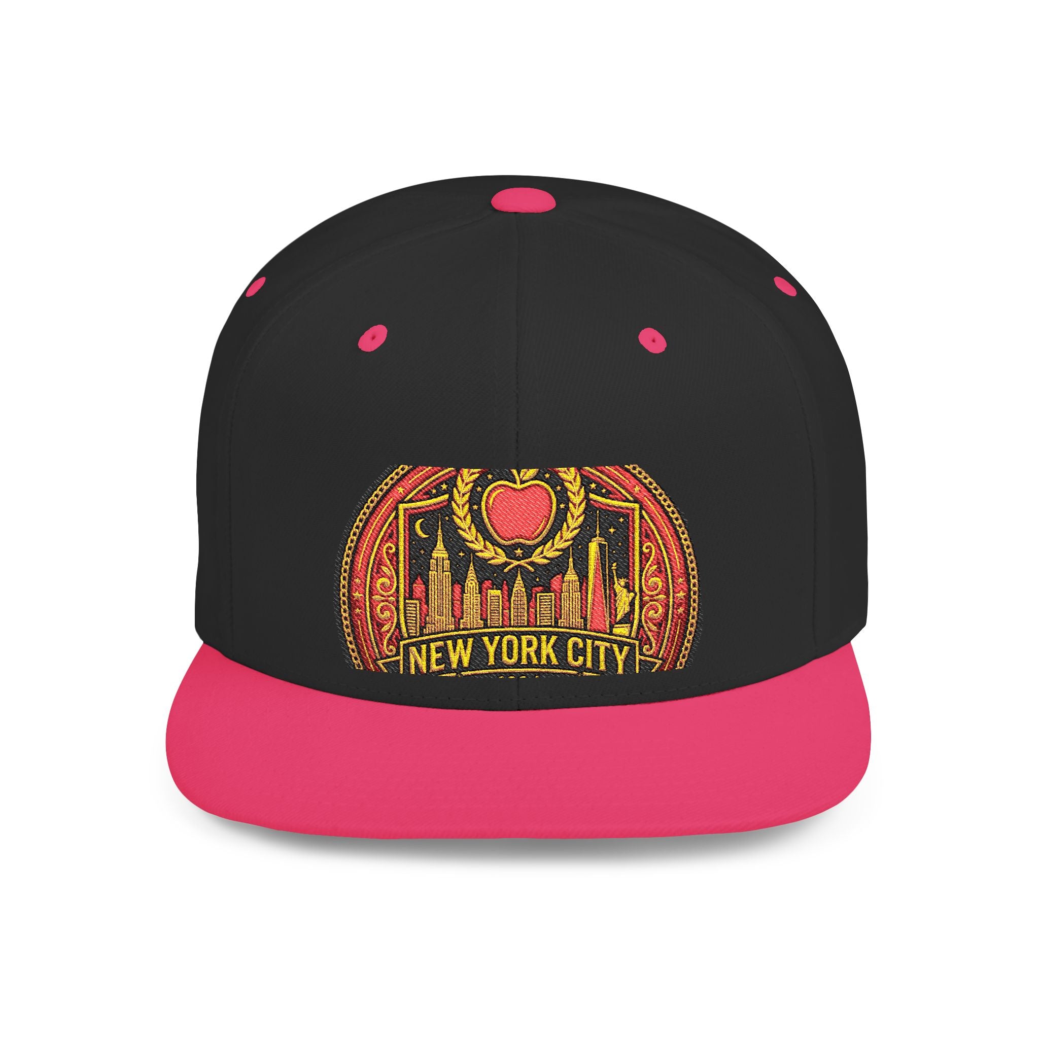 New York City Flat Bill Snapback Hat – Retro Skyline Patch Cap