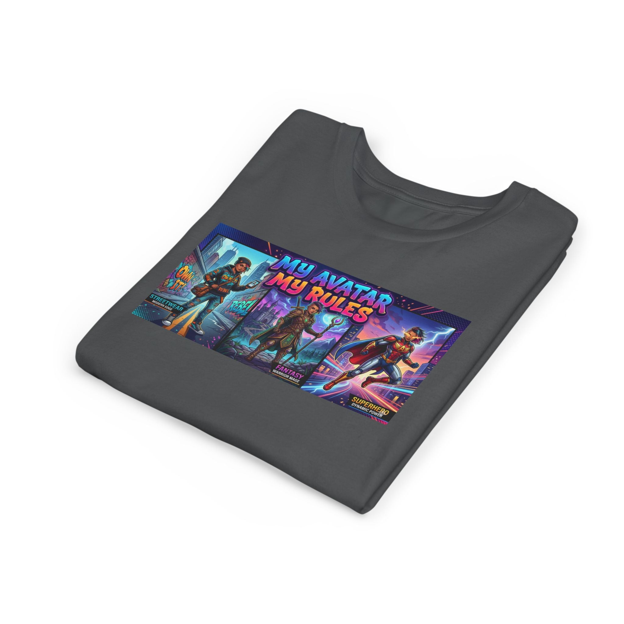 Youth Tee — “MY AVATAR MY RULES” Customizable Character Graphic