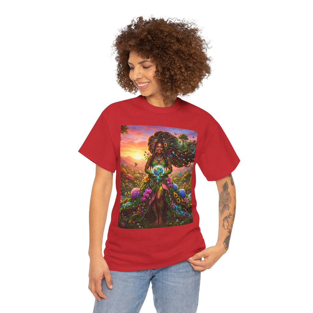 Earth Goddess T-Shirt — Vibrant Floral Nature Mother Graphic Tee