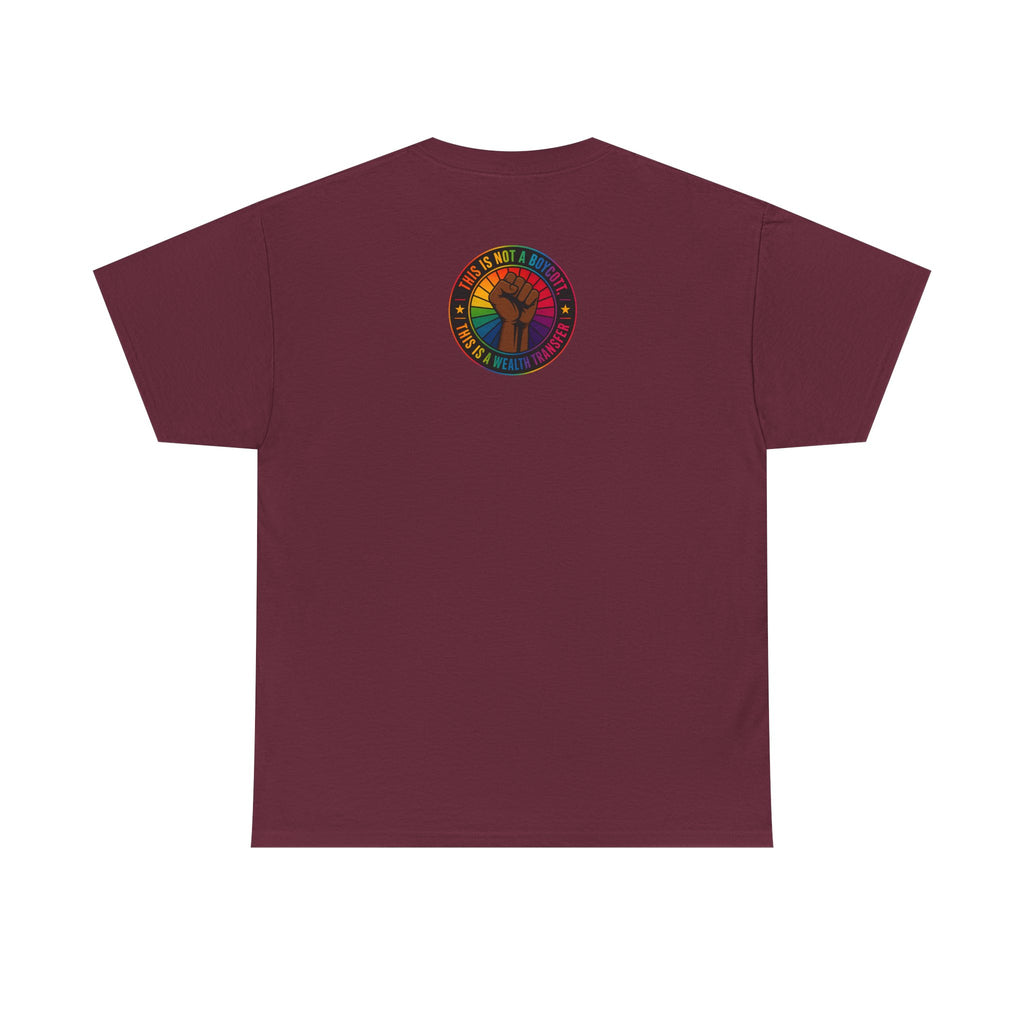Graphic Tee — "I'm White, But Not THAT White" Illustration with Back Raised Fist Logo