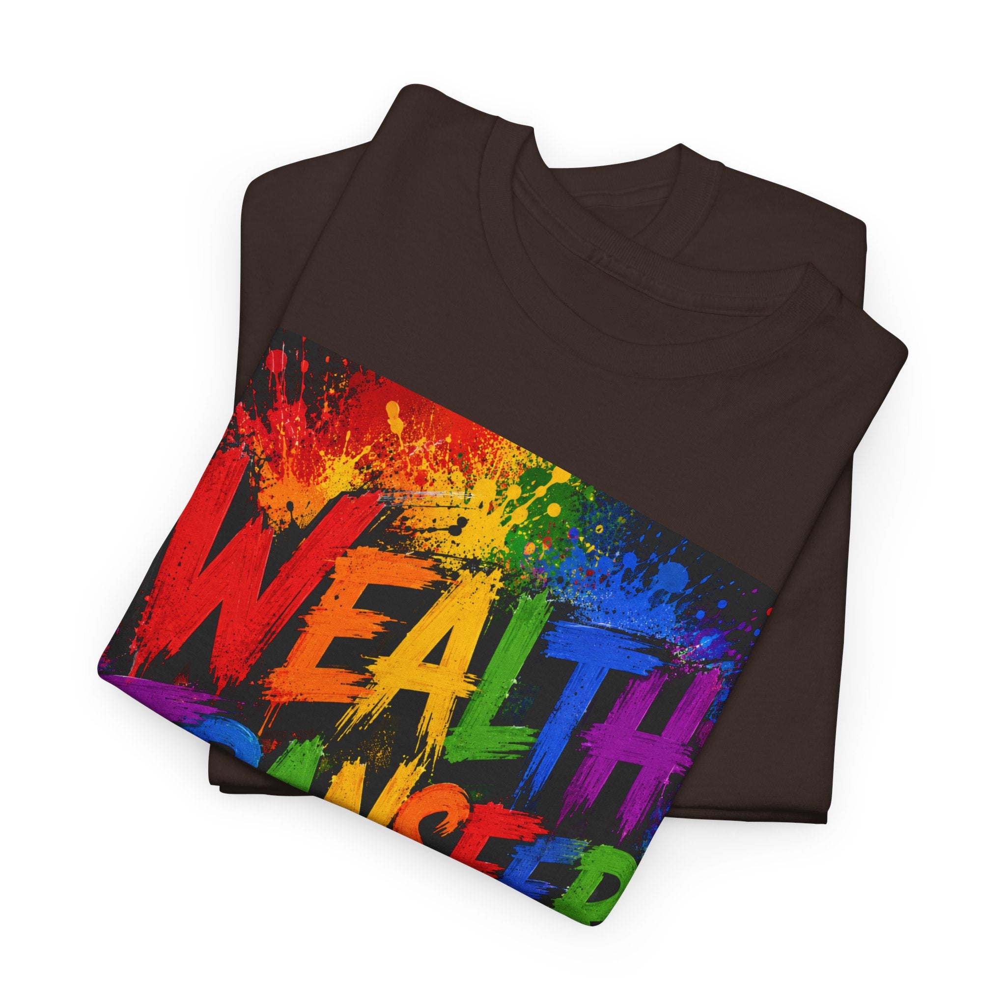 Wealth Transfer T-Shirt — Rainbow Graffiti Design (Back Fist Emblem)