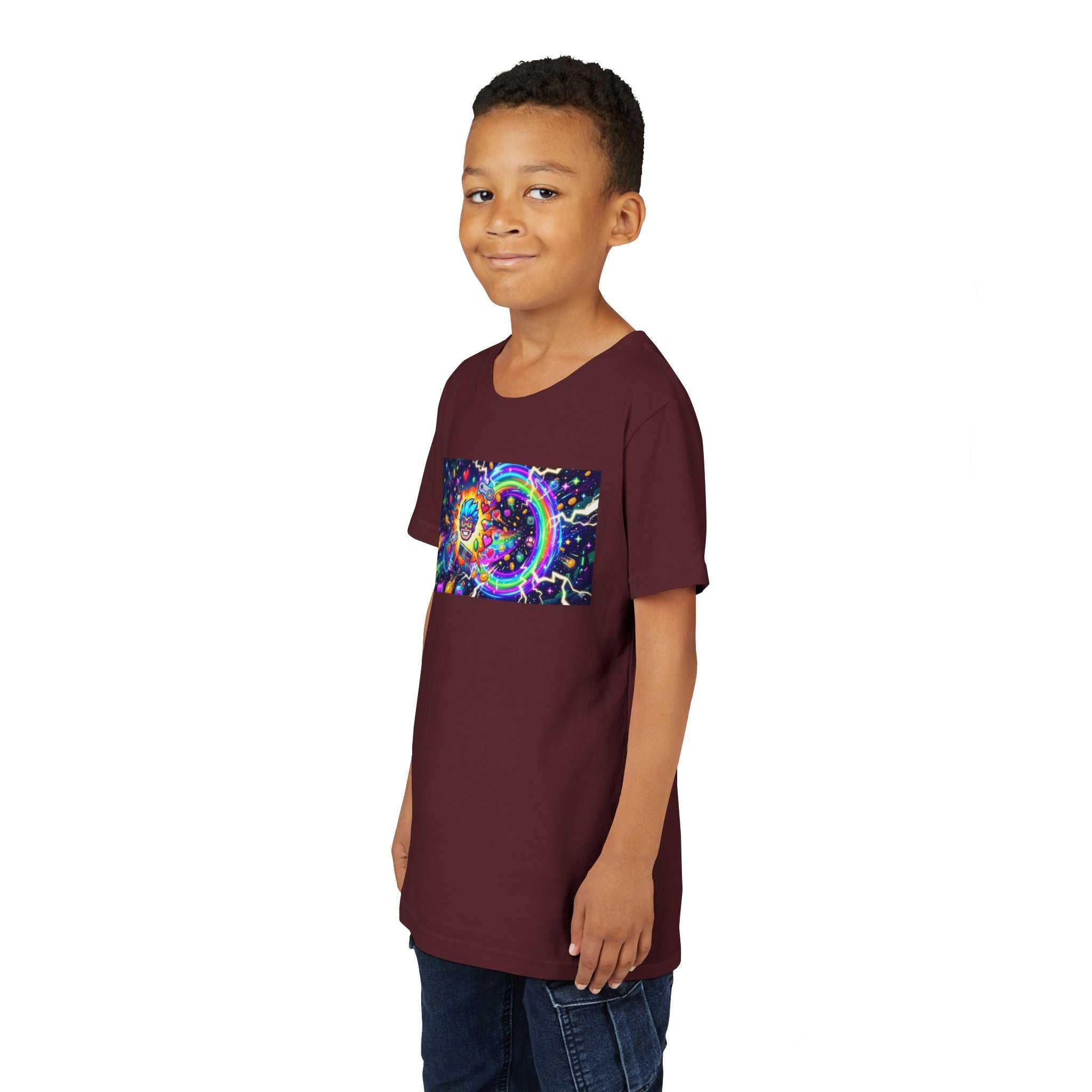 Kids Gaming Tee — Neon Rainbow Portal Gamer Shirt