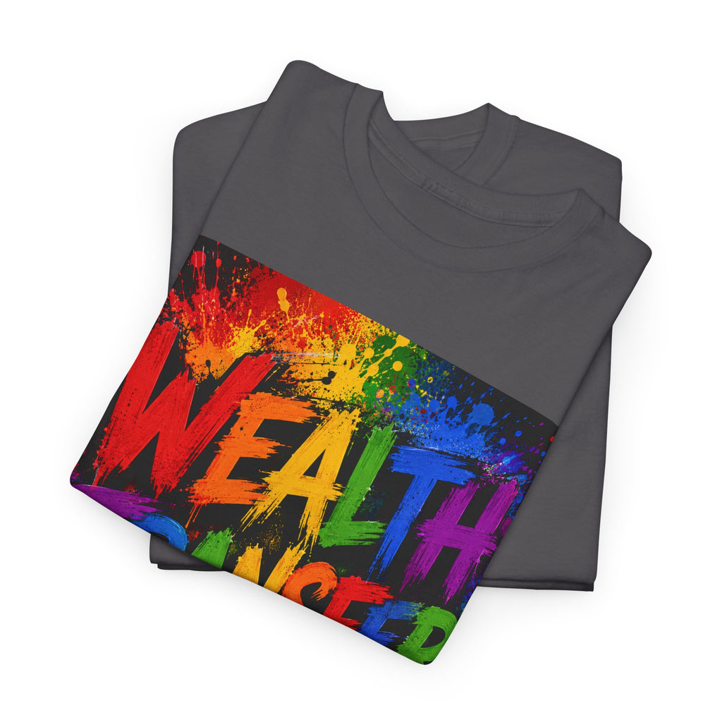 Wealth Transfer T-Shirt — Rainbow Graffiti Design (Back Fist Emblem)