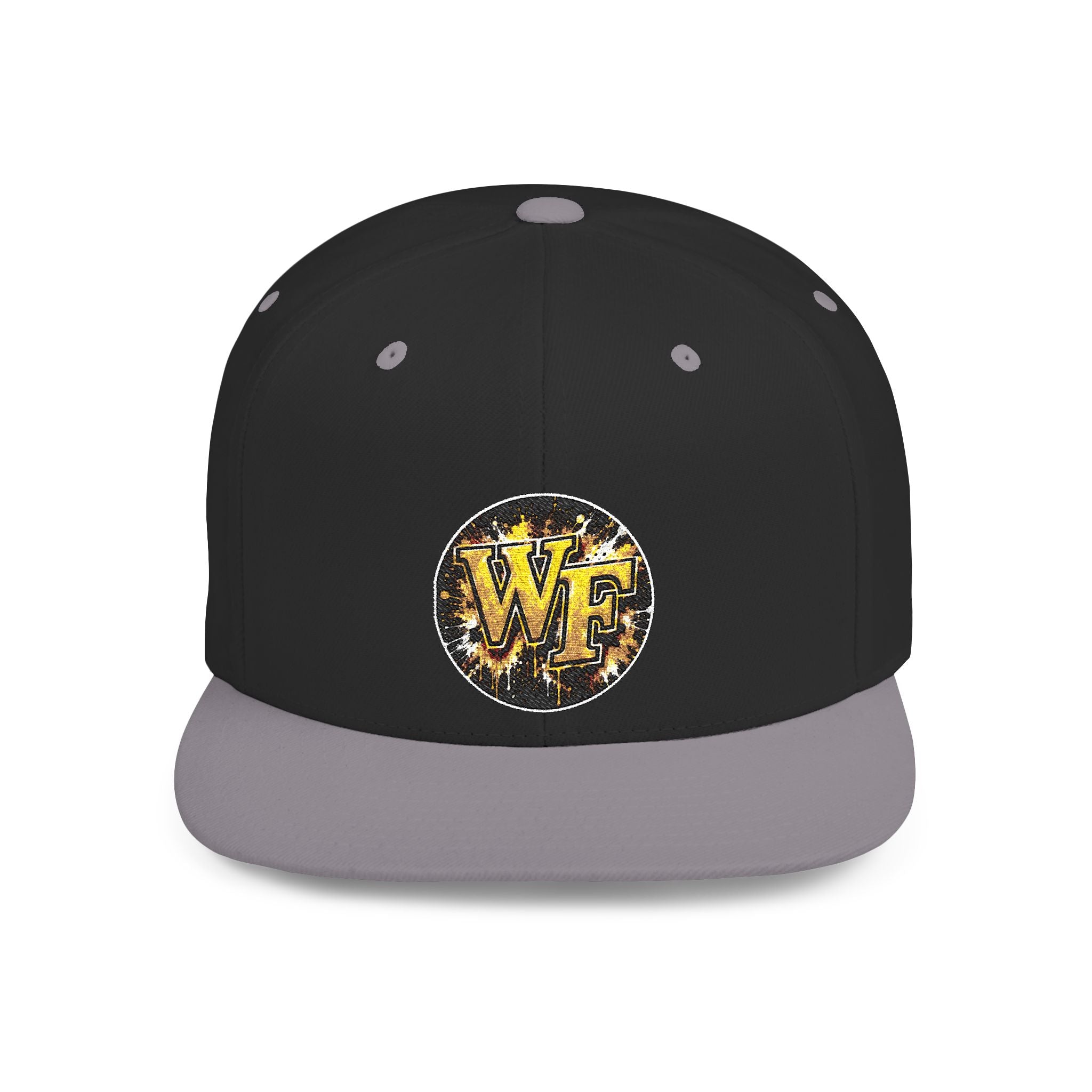 Snapback Hat — WF Gold Leopard Logo Flat Bill Cap