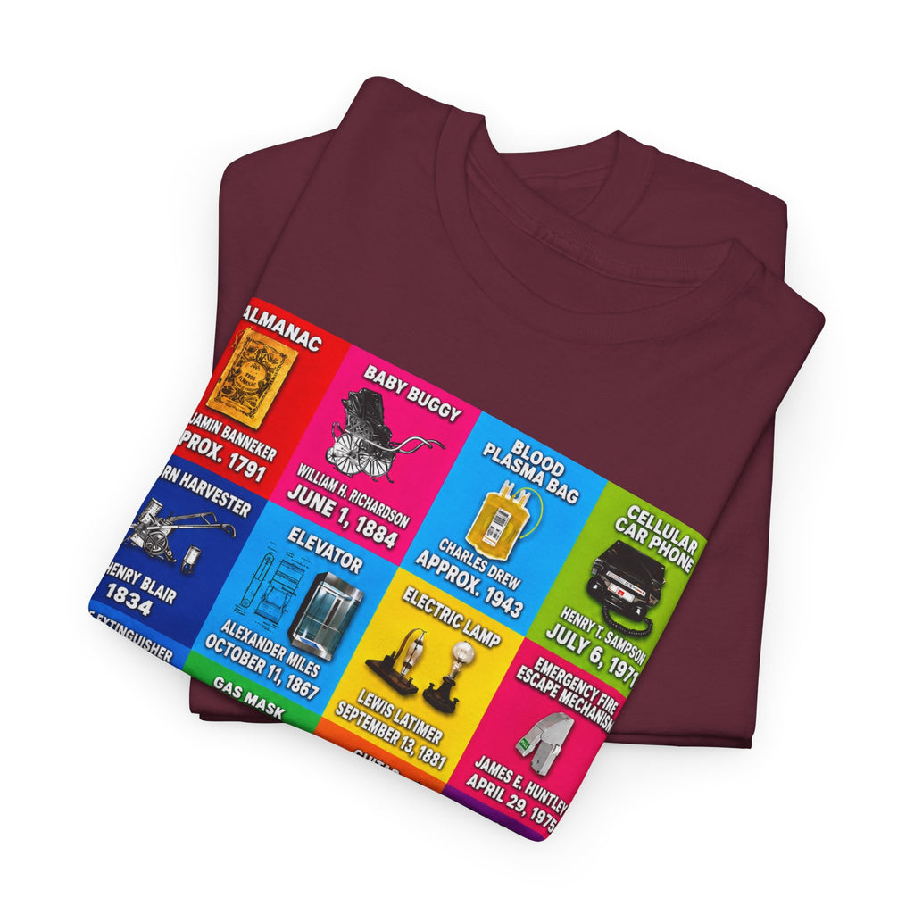 Black inventors Grid T‑Shirt — Colorful Historical Portraits Tee
