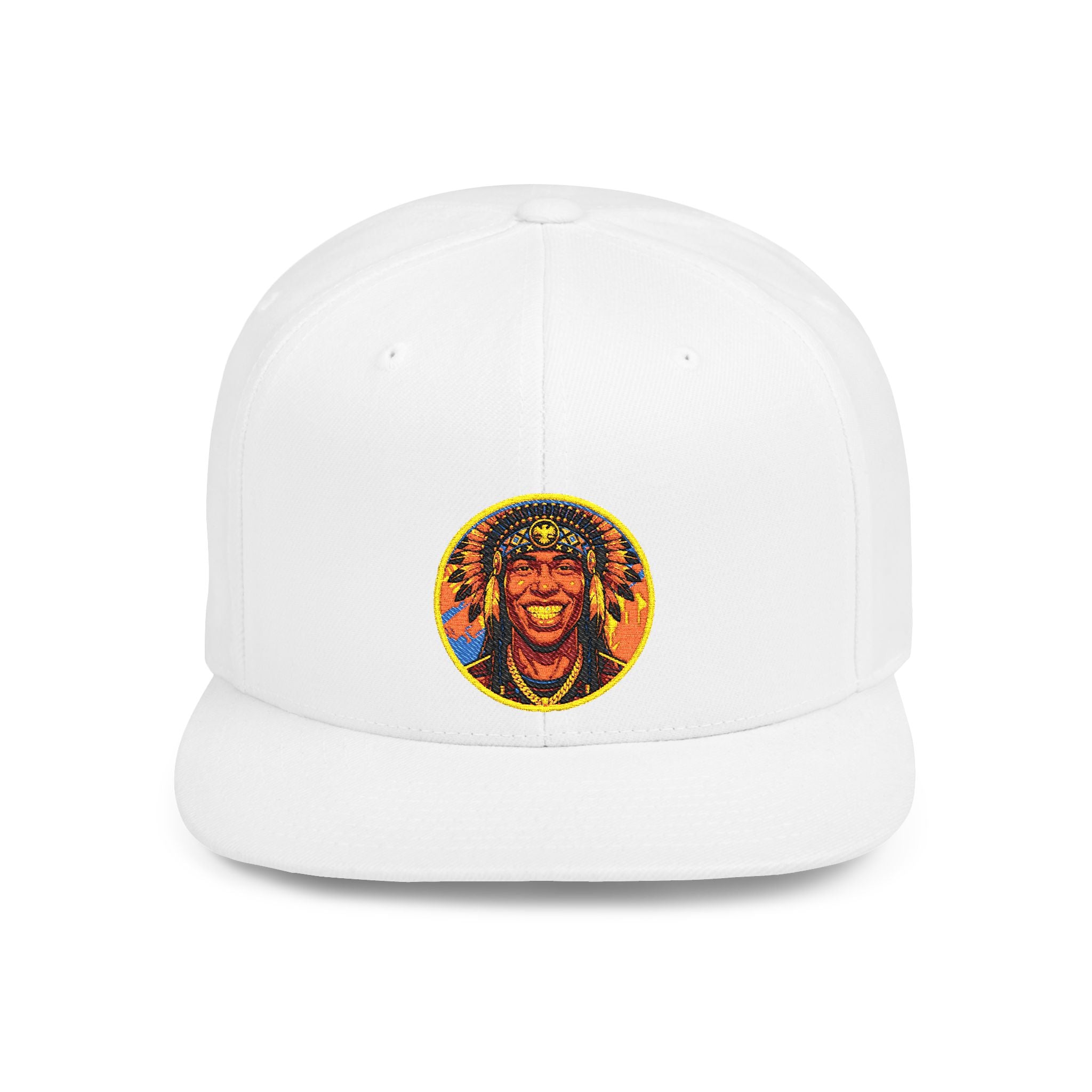 Snapback Hat — Vibrant Tribal Lion Patch Flat Bill Cap