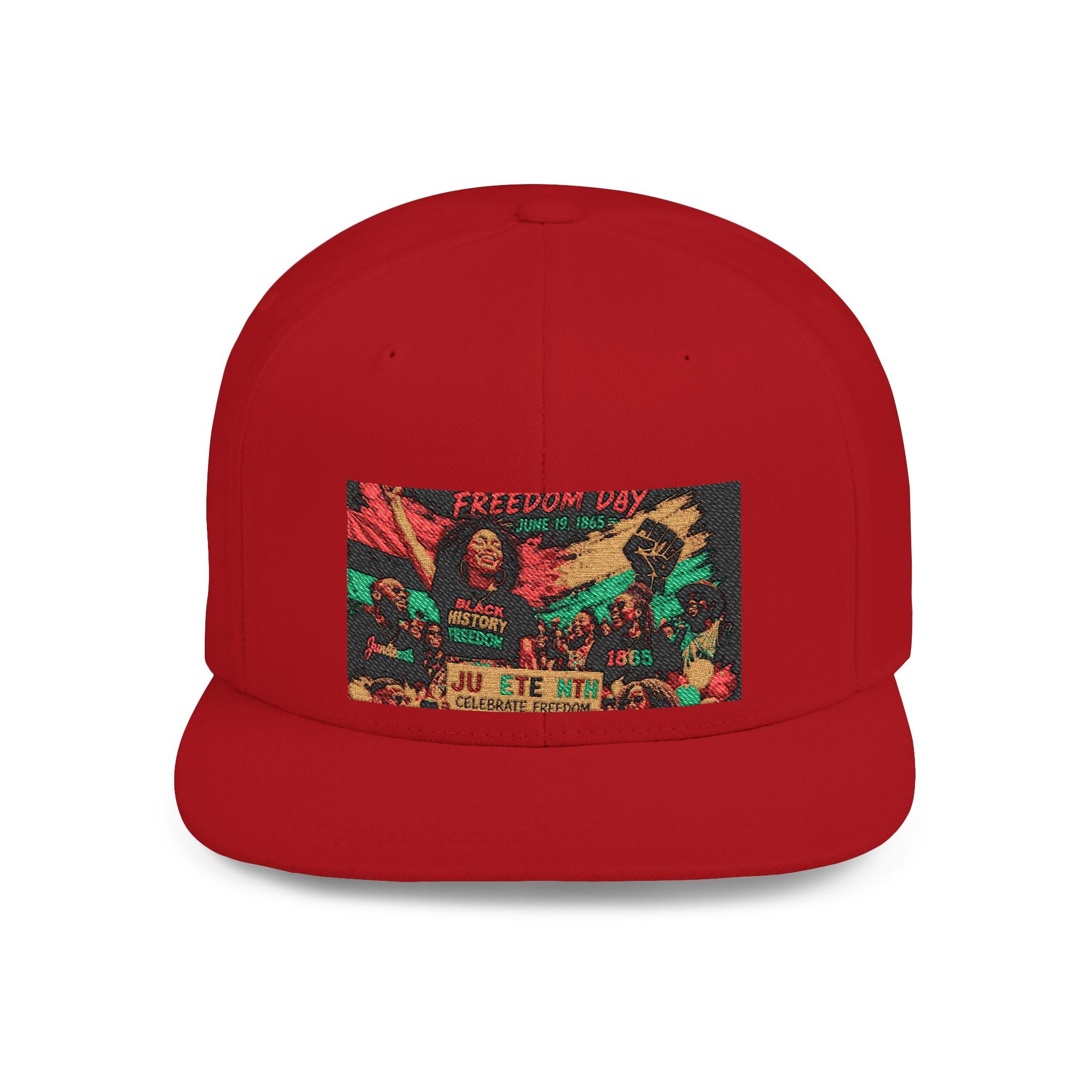 Reggae Vibes Flat Bill Snapback Hat — Colorful Rasta Music Patch