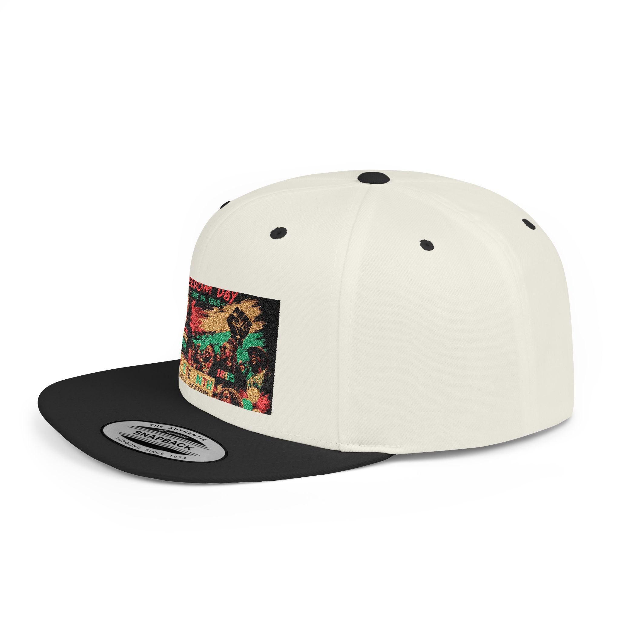 Reggae Vibes Flat Bill Snapback Hat — Colorful Rasta Music Patch