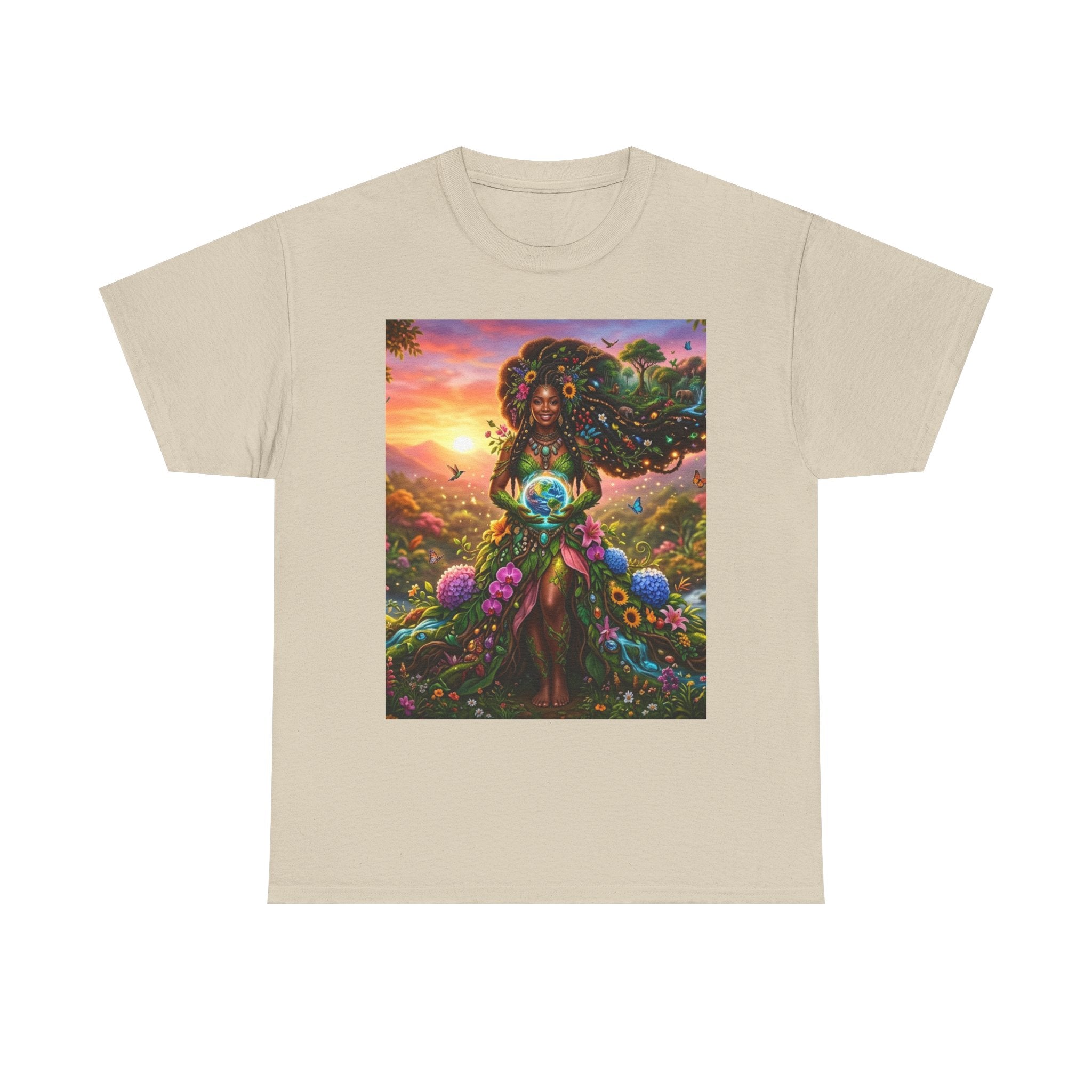 Earth Goddess T-Shirt — Vibrant Floral Nature Mother Graphic Tee