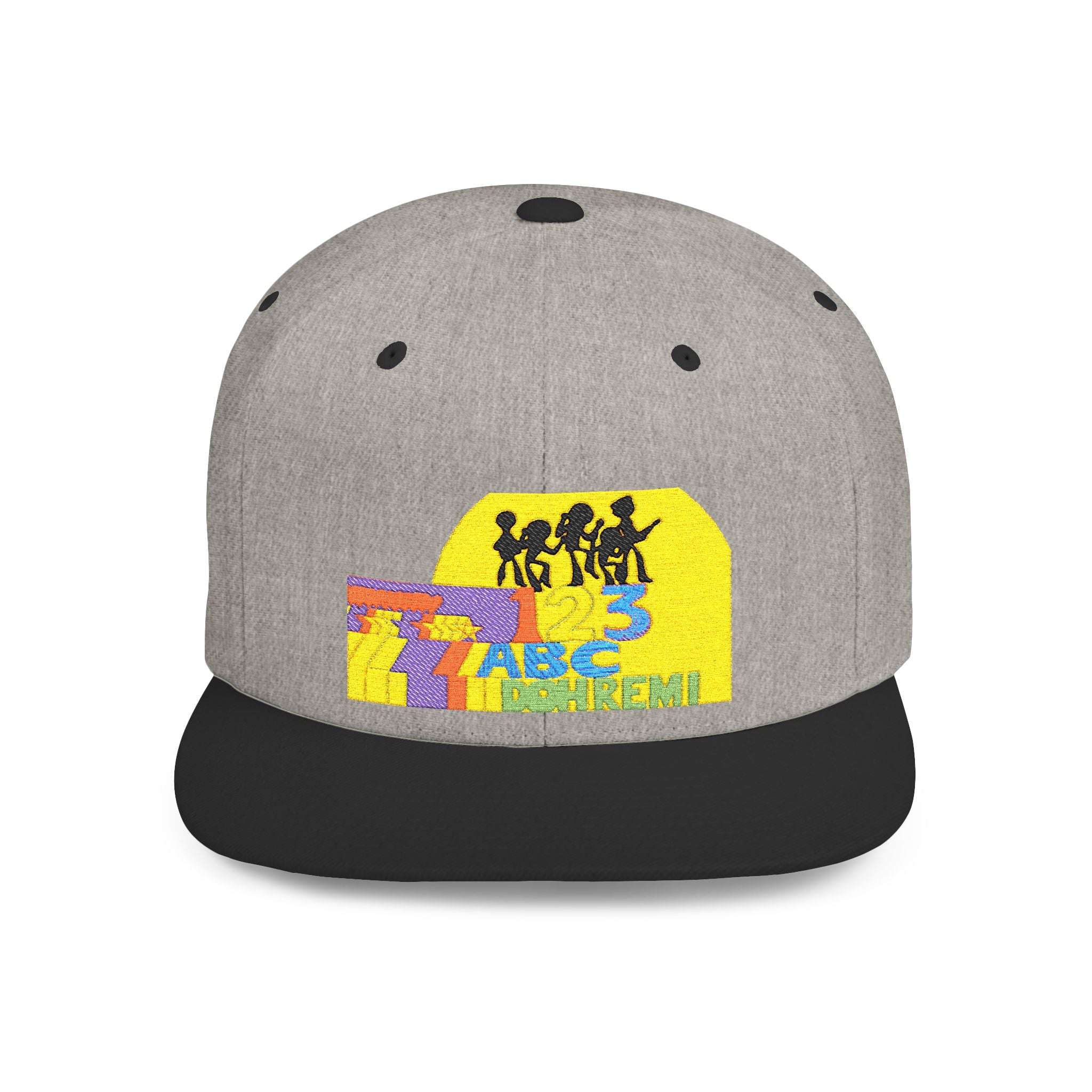 Flat Bill Snapback Hat — Retro Dance Crew Graphic Cap