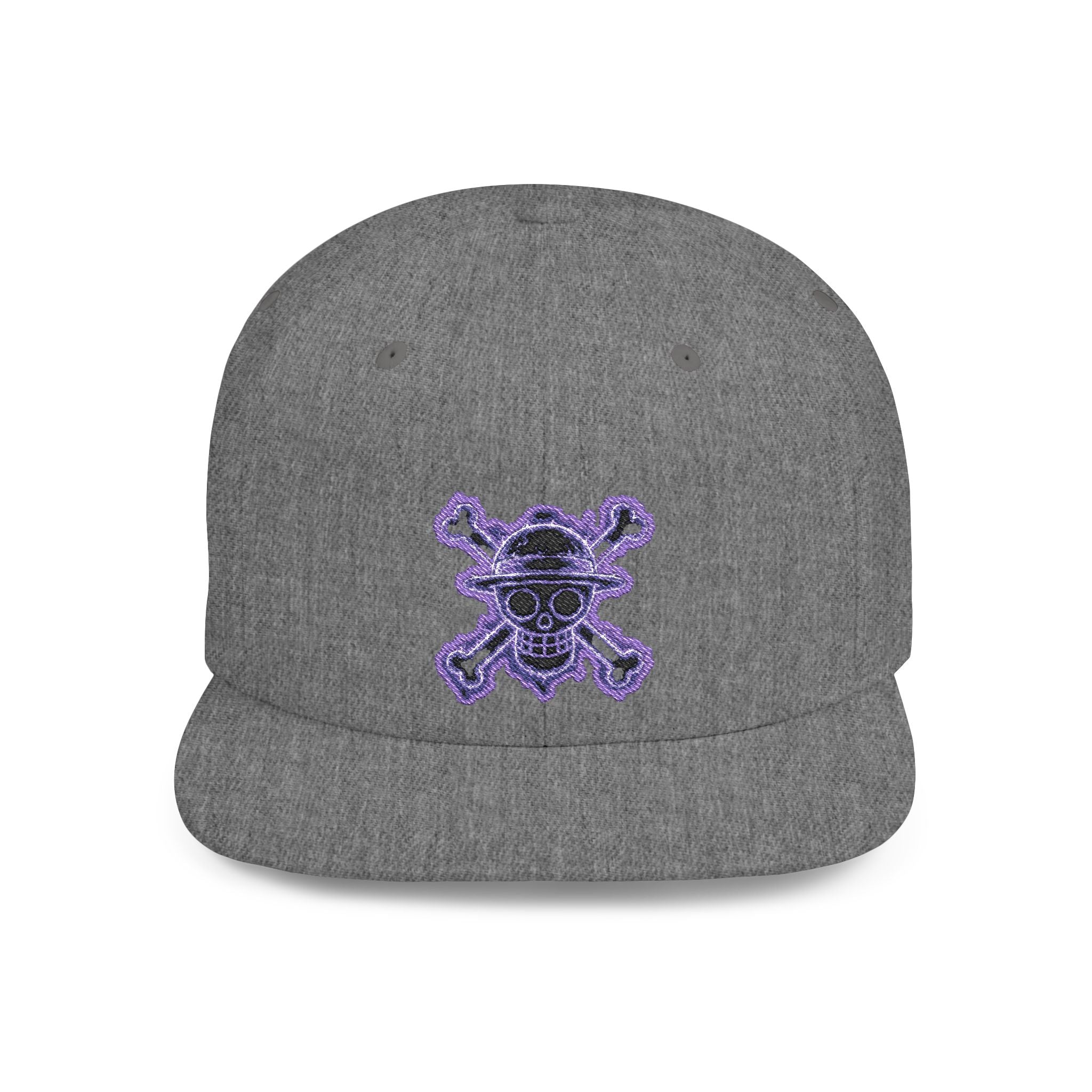 Purple Glitter Skull Snapback Hat - Flat Bill Adjustable Cap