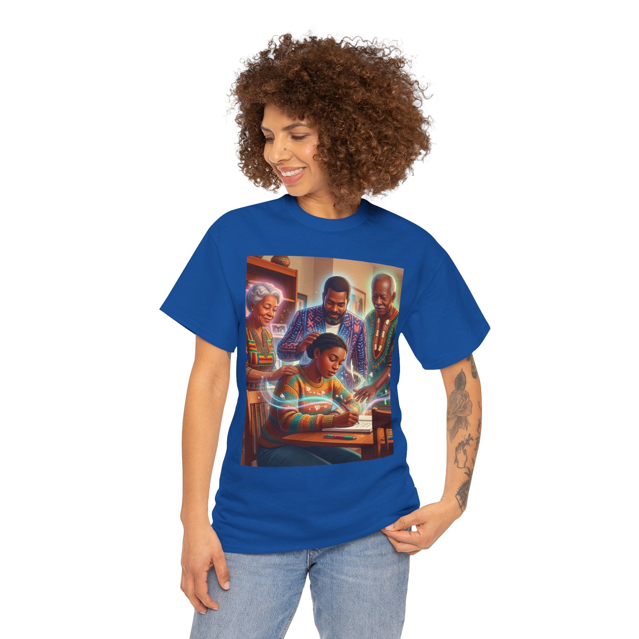 Black Family Study Night T-Shirt — Inspirational Afrofuturist Classroom Artwork