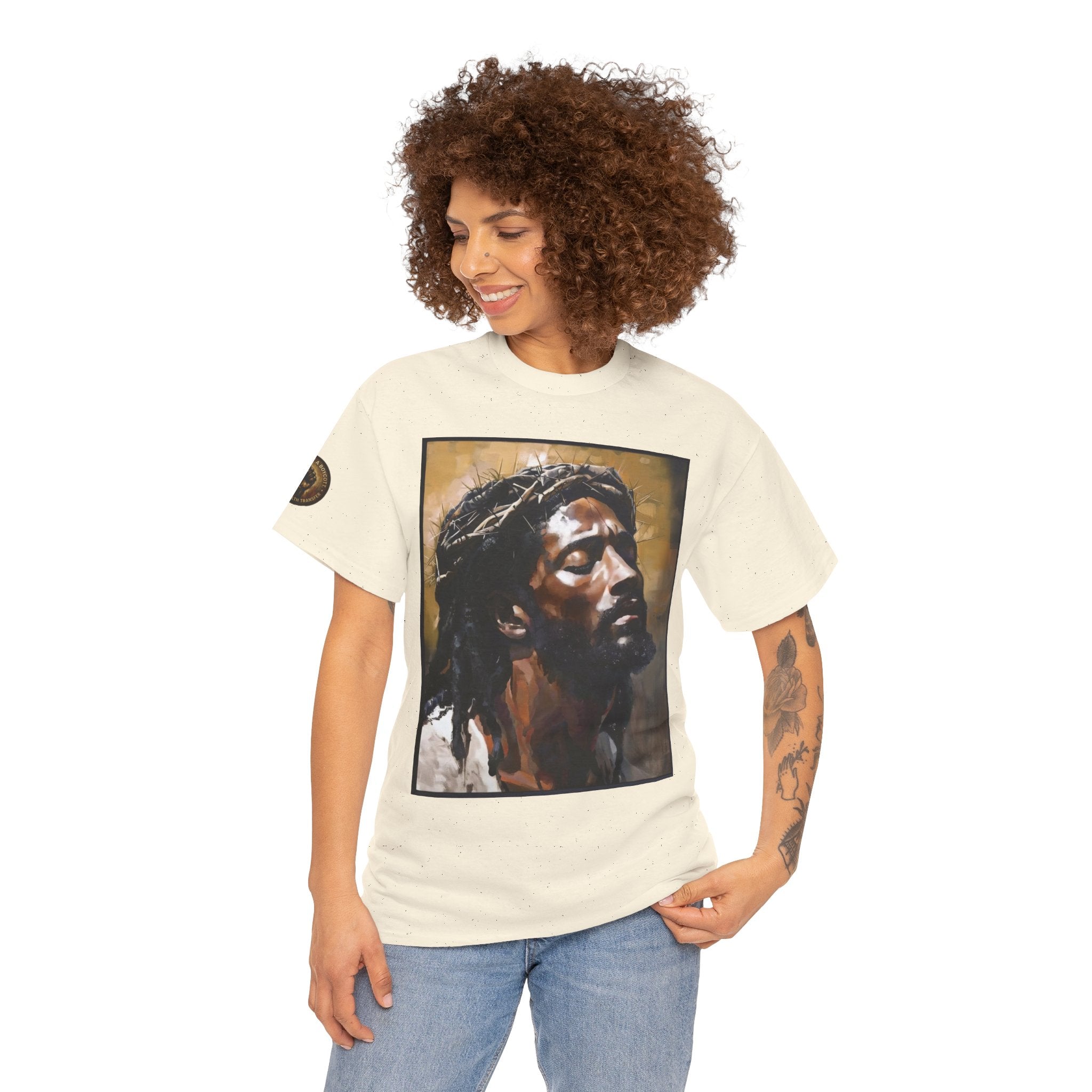 Jesus Portrait Tee with 'This Is Not A Boycott — This Is A Wealth Transfer' Back Emblem