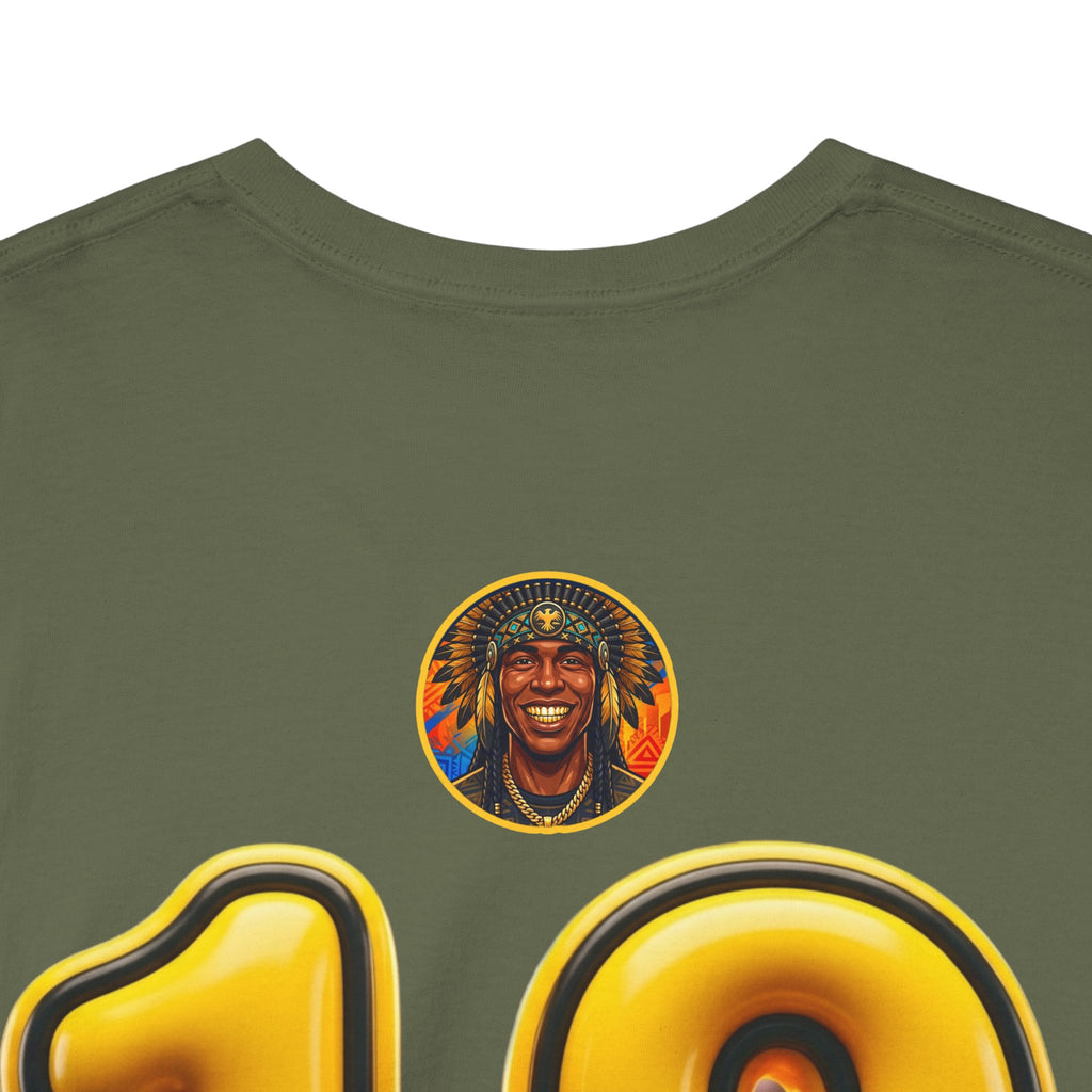 Melanated 19 Graphic Tee — Retro Script Logo & Gold Number Baseball Shirt