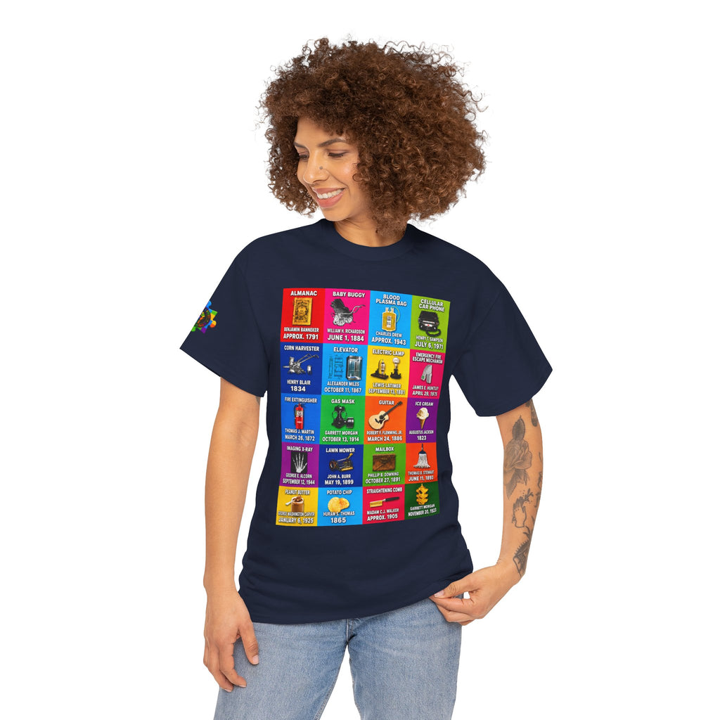 Black inventors Grid T‑Shirt — Colorful Historical Portraits Tee