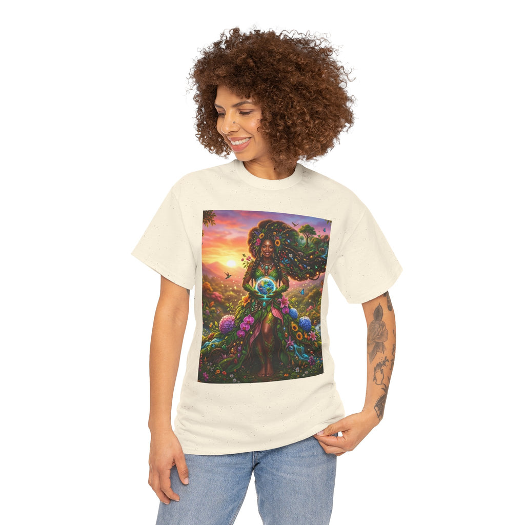 Earth Goddess T-Shirt — Vibrant Floral Nature Mother Graphic Tee