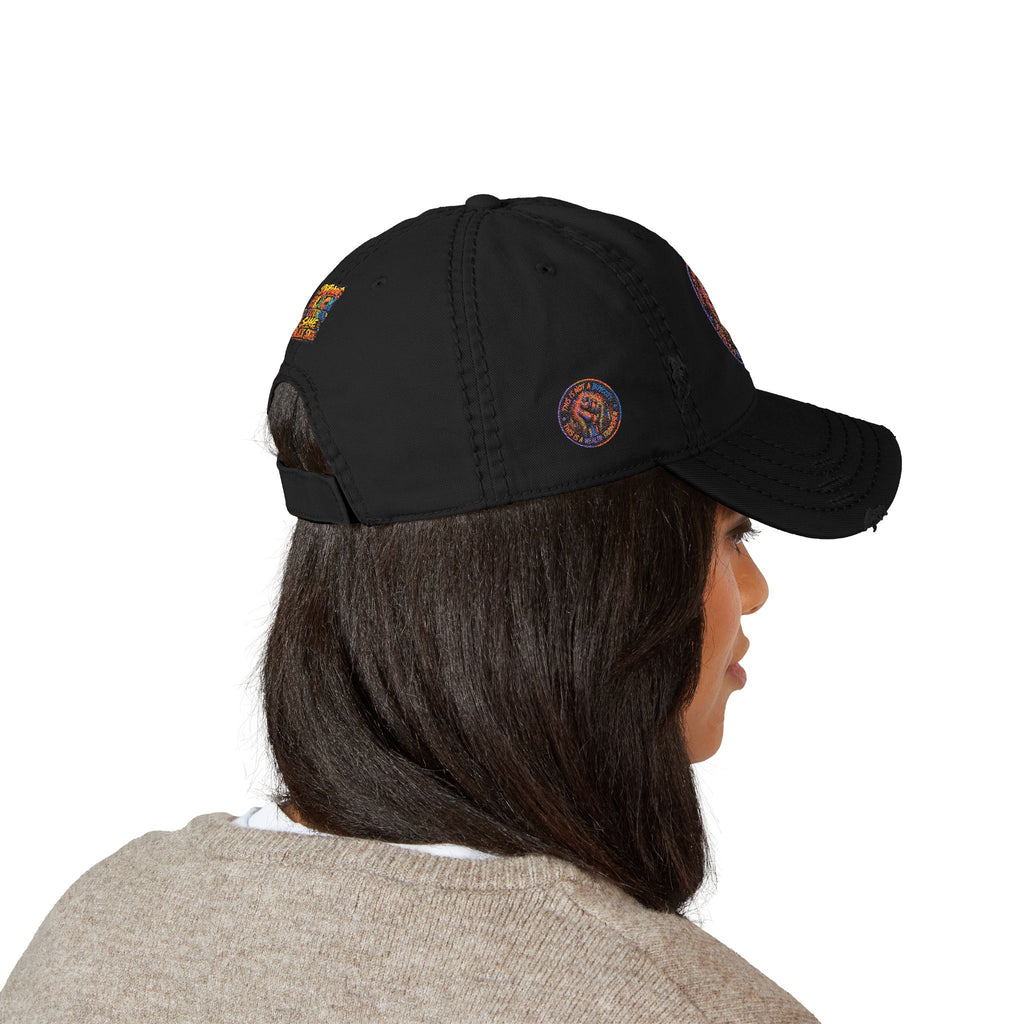 Distressed Embroidered Dad Hat — Colorful Empowerment Patch