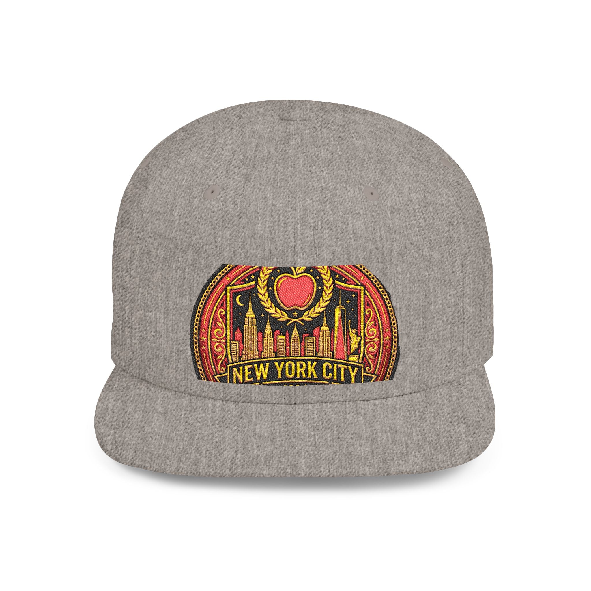 New York City Flat Bill Snapback Hat – Retro Skyline Patch Cap