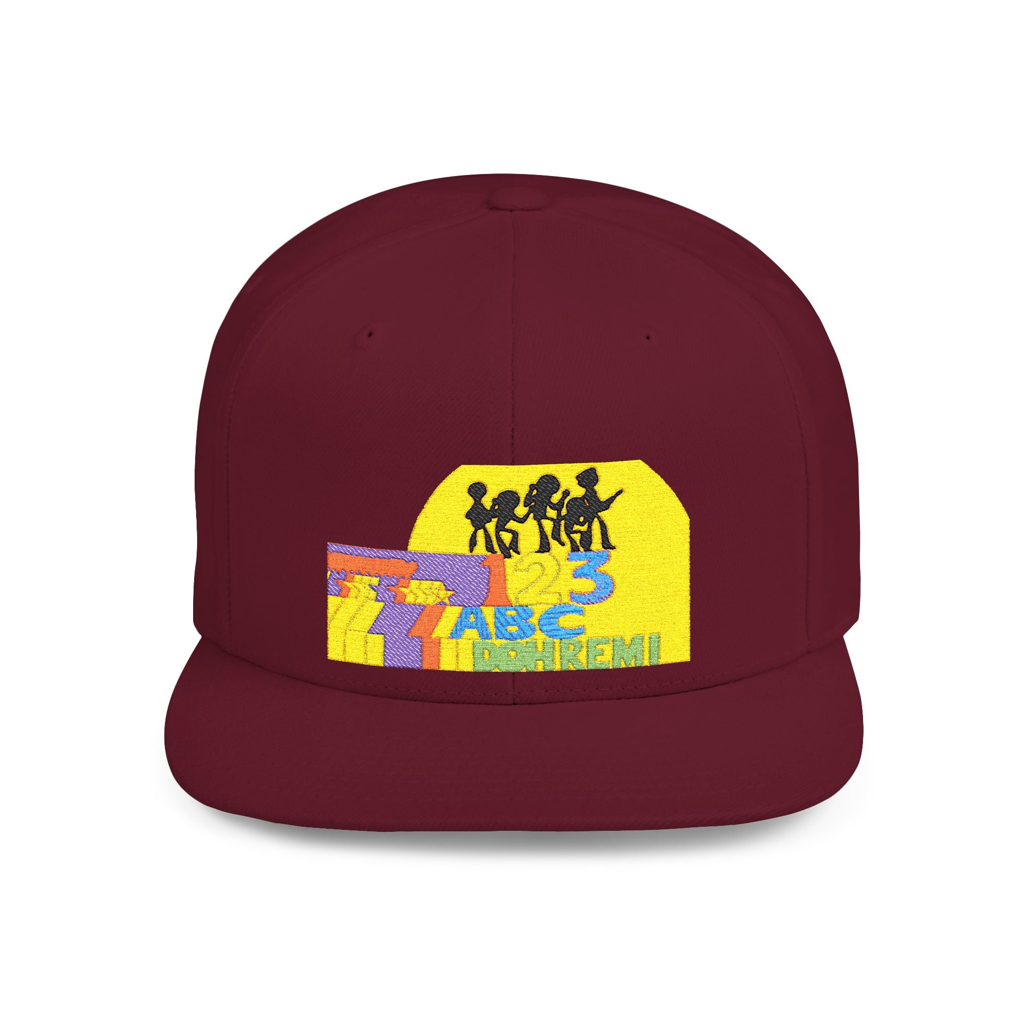 Flat Bill Snapback Hat — Retro Dance Crew Graphic Cap