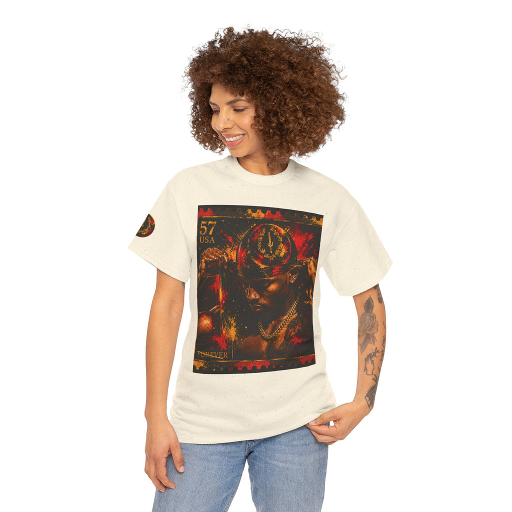 T-Shirt — Regal Afrocentric Portrait Tee (57 USA Stamp Design)