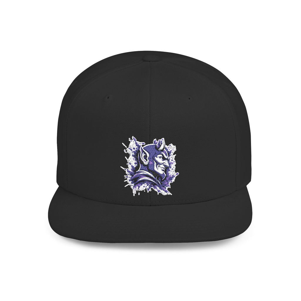 Snapback Hat — Abstract Purple Splash Crown Embroidered Flat Bill