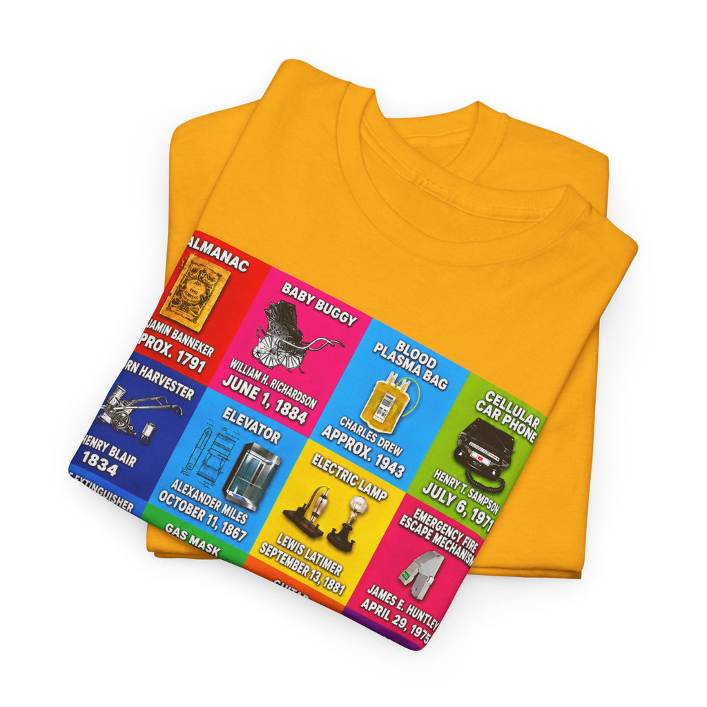 Black inventors Grid T‑Shirt — Colorful Historical Portraits Tee