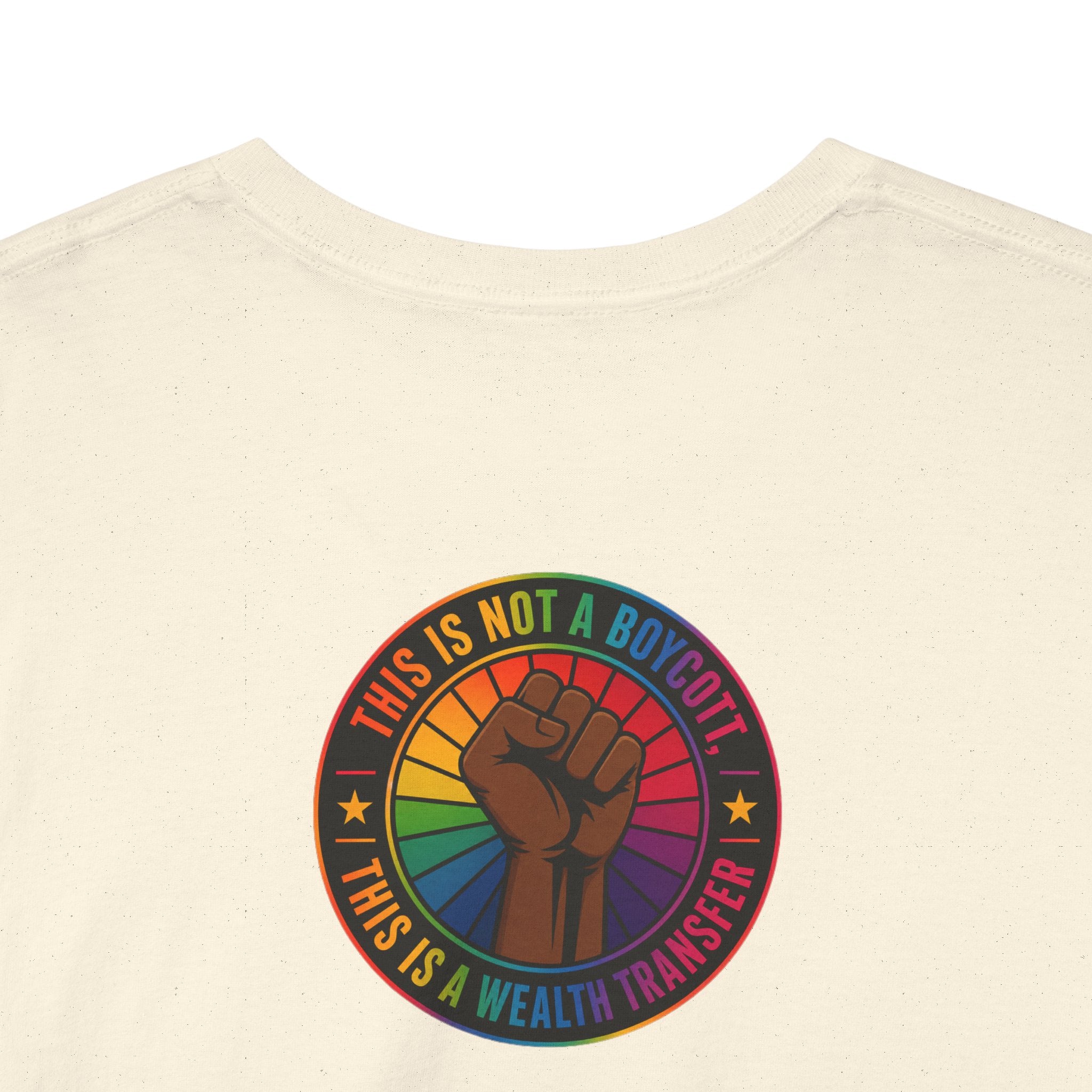 Graphic Tee — "I'm White, But Not THAT White" Illustration with Back Raised Fist Logo
