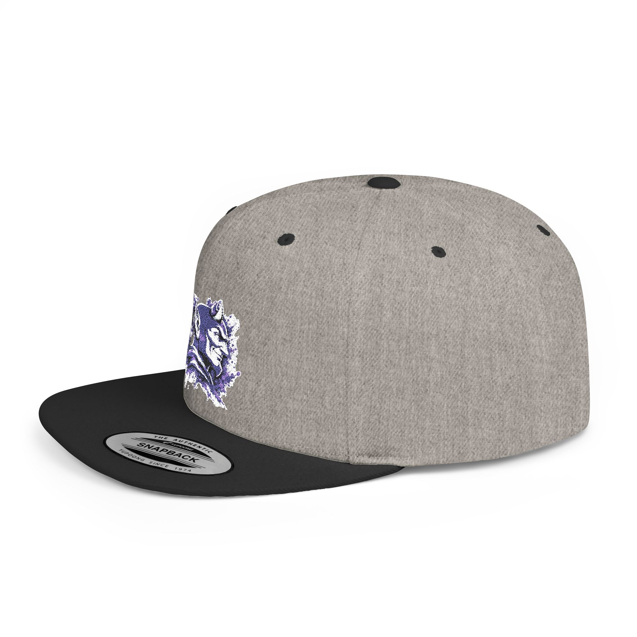 Snapback Hat — Abstract Purple Splash Crown Embroidered Flat Bill