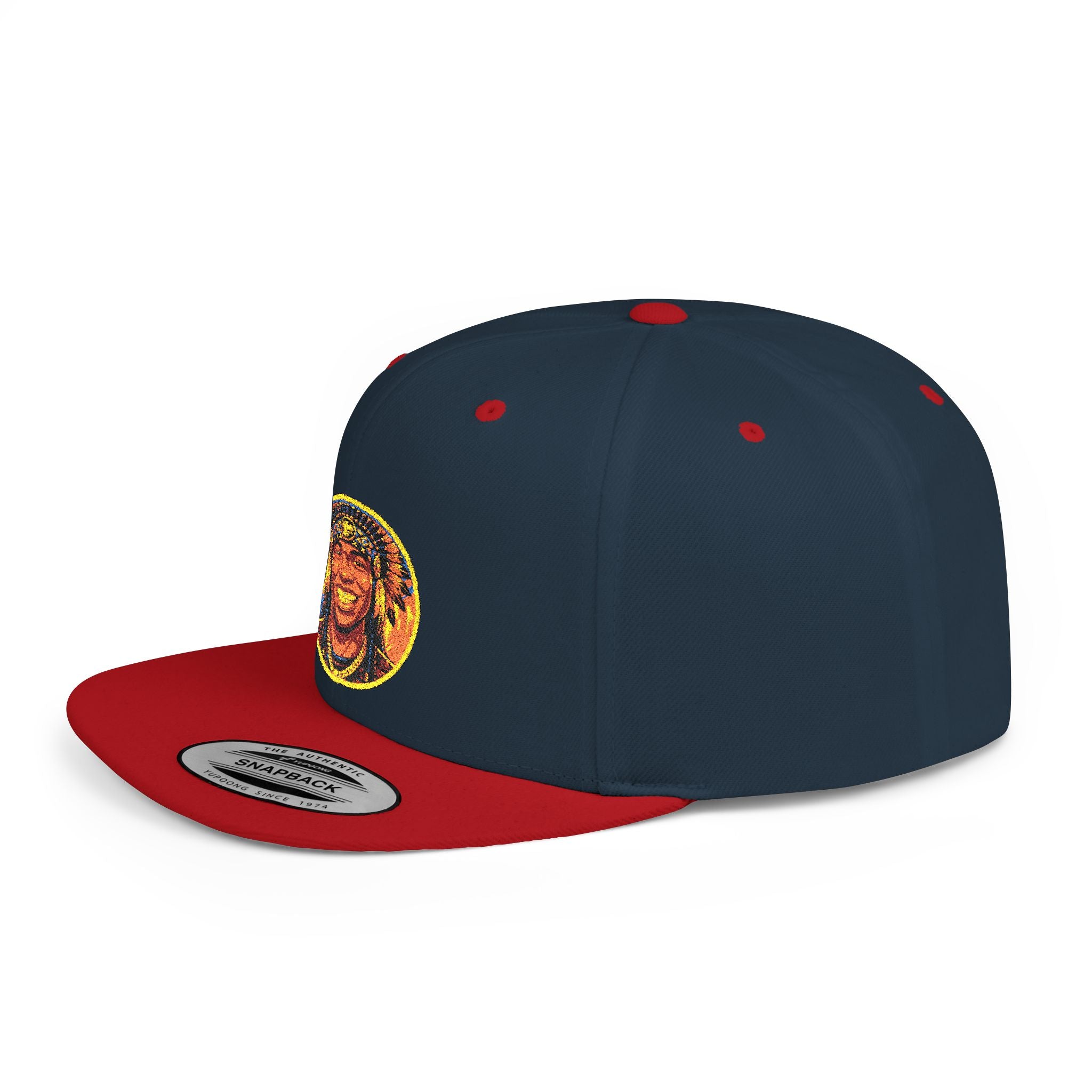 Snapback Hat — Vibrant Tribal Lion Patch Flat Bill Cap