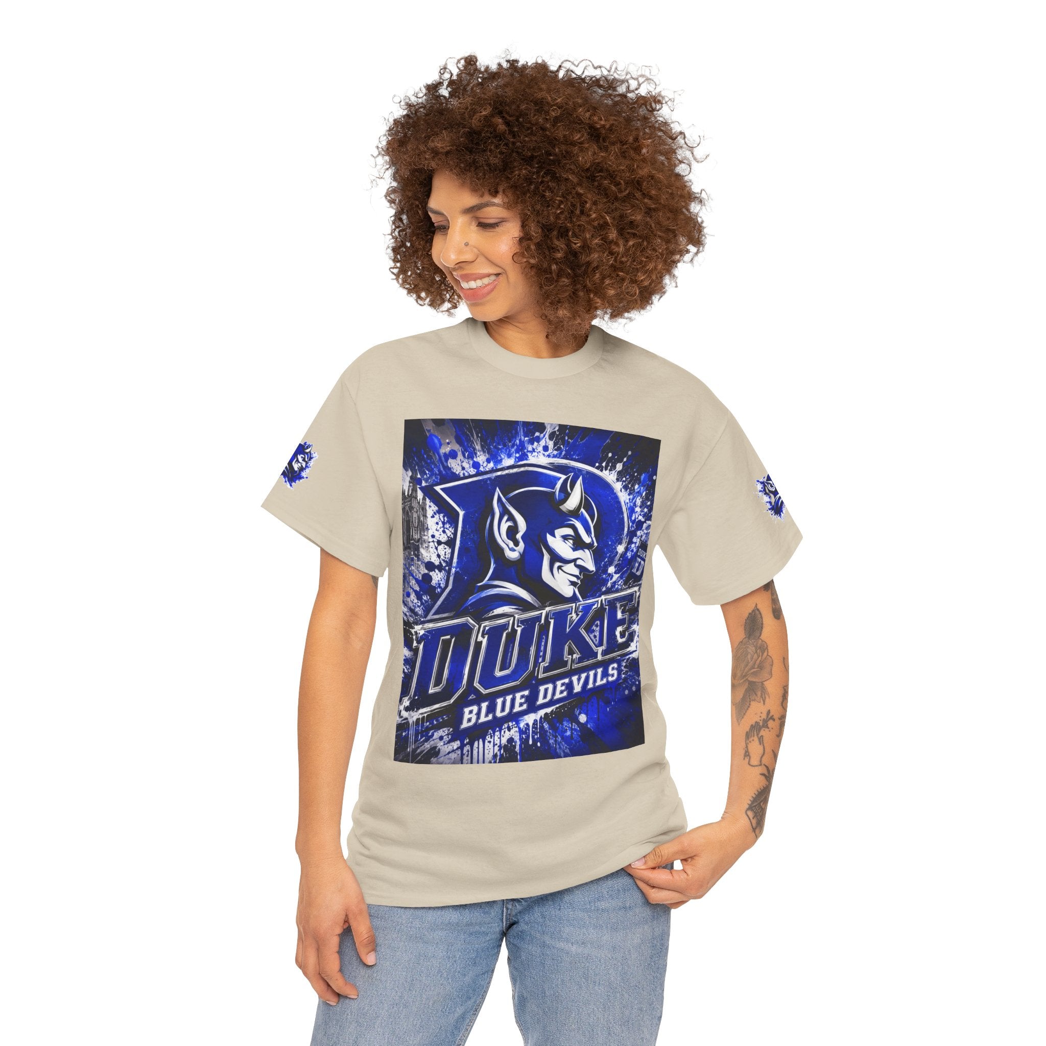 Duke Blue Devils Graphic Tee — Splatter Devil Logo T‑Shirt