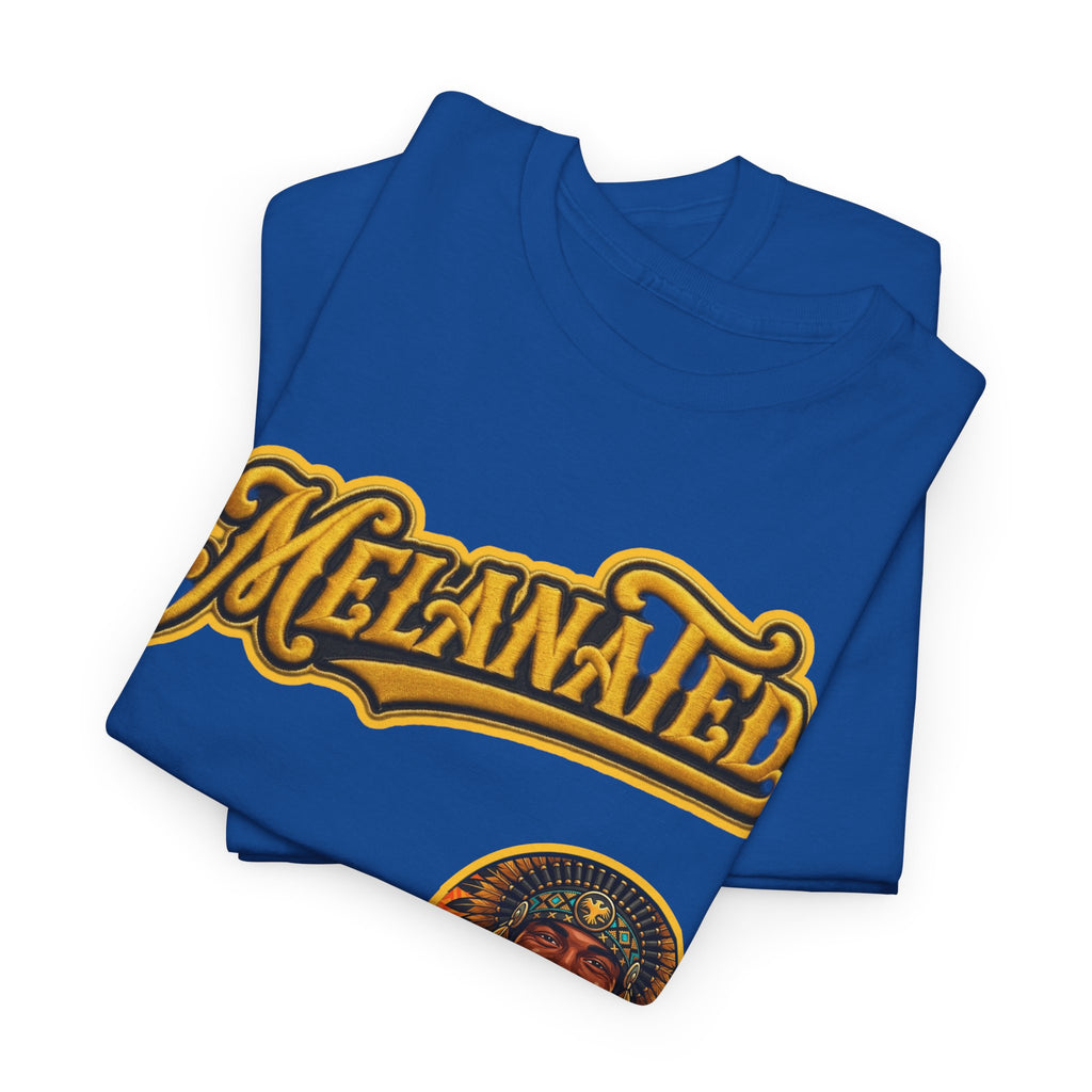Melanated 19 Graphic Tee — Retro Script Logo & Gold Number Baseball Shirt