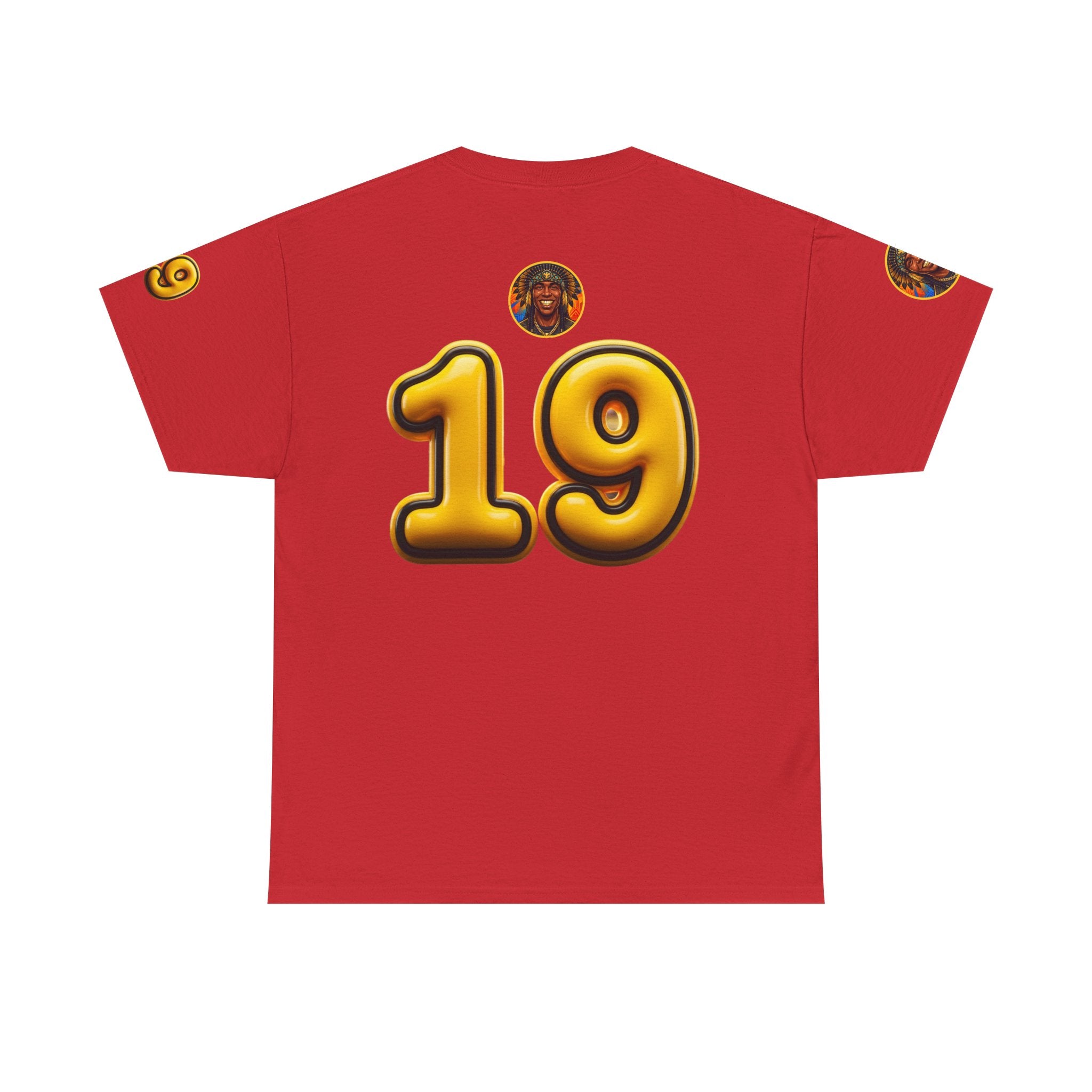 Melanated 19 Graphic Tee — Retro Script Logo & Gold Number Baseball Shirt