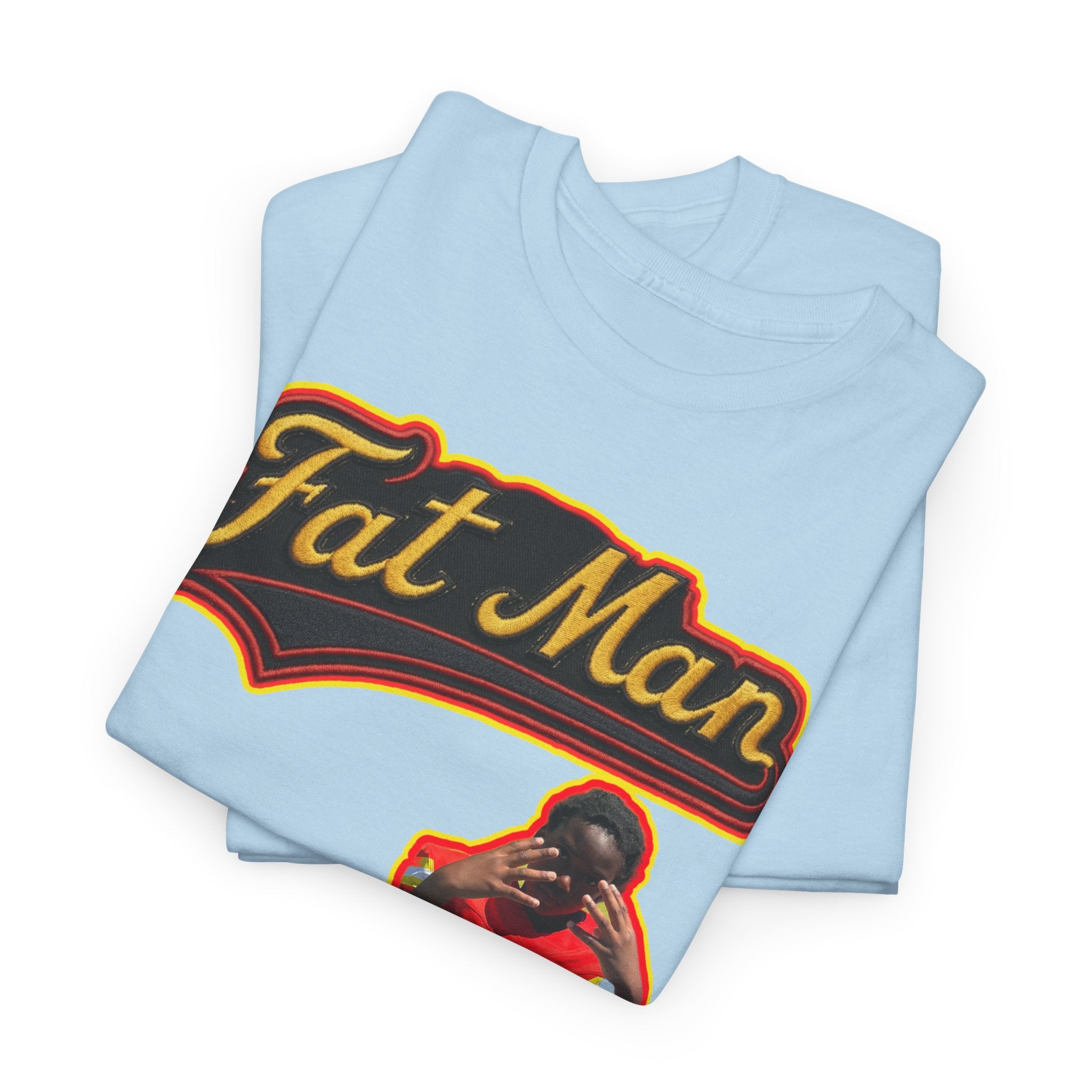 Fat Man Graphic Tee — Retro Boxing Design with '10' Back Patch