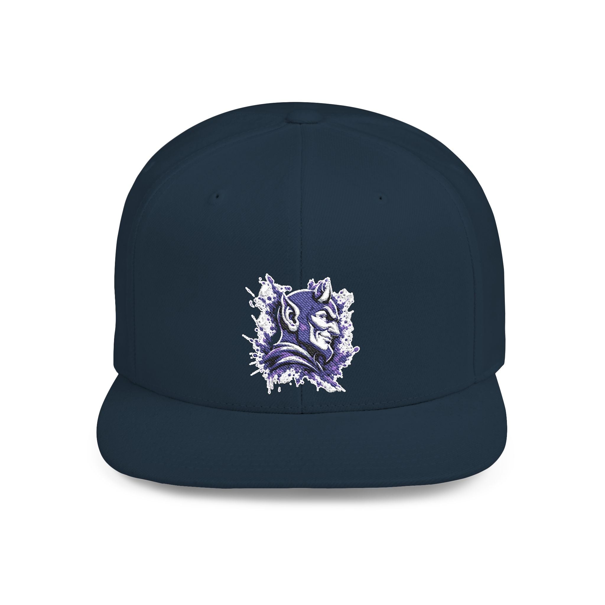 Snapback Hat — Abstract Purple Splash Crown Embroidered Flat Bill