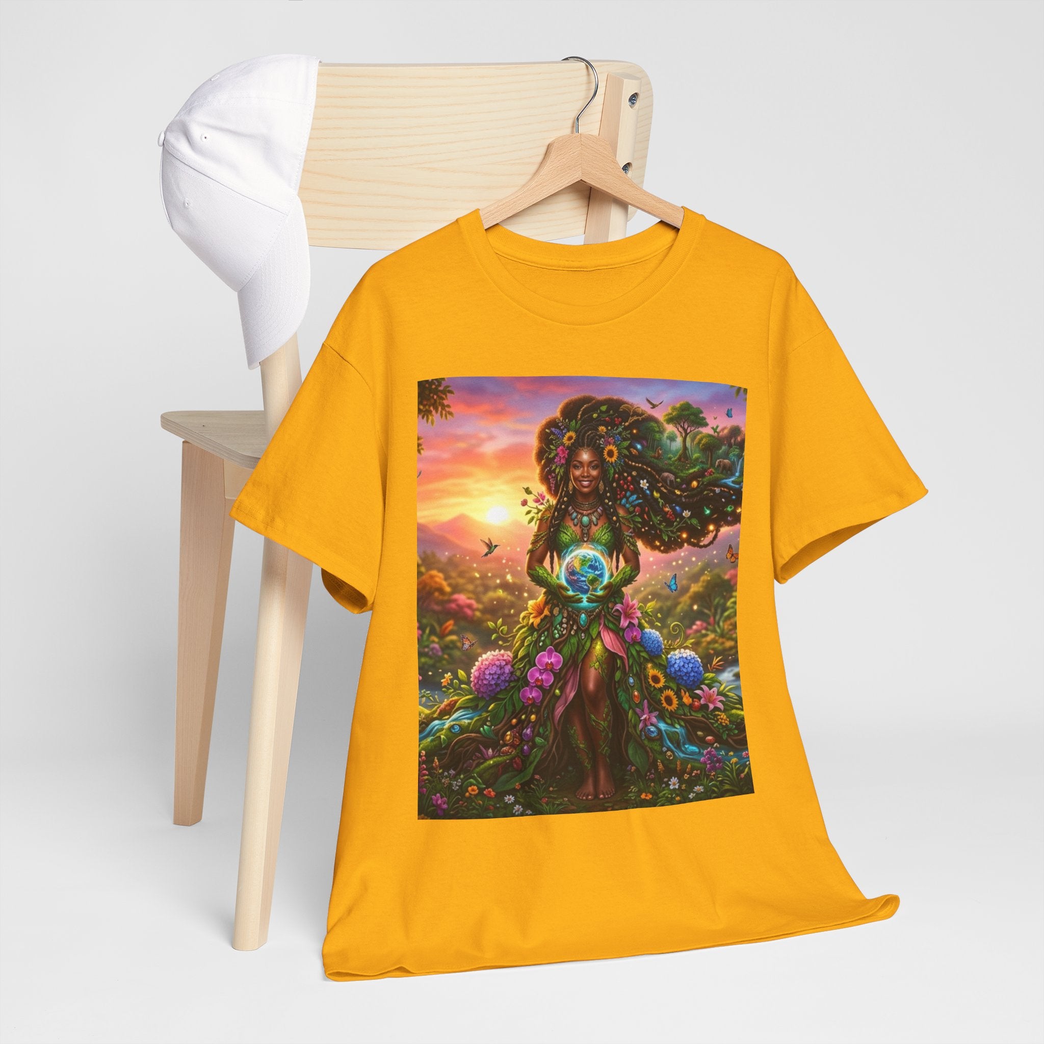 Earth Goddess T-Shirt — Vibrant Floral Nature Mother Graphic Tee