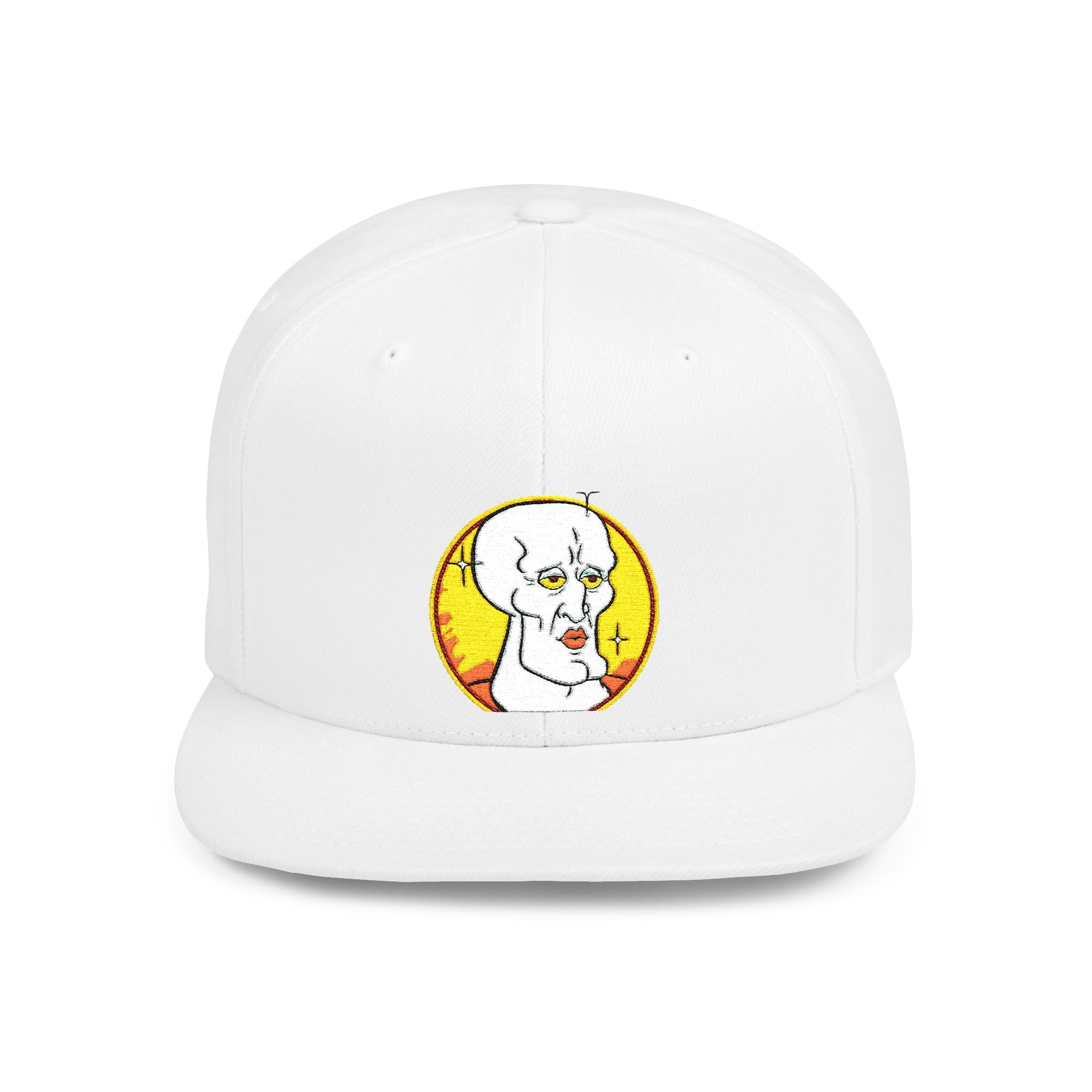 Snapback Hat — Cute Cat Holding Flower Patch, Cute Kawaii Cat Embroidered Cap