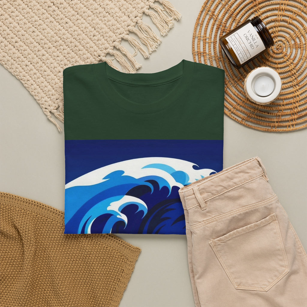 T-Shirt — Coastal Wave Graphic Tee (Ocean Sunset Wave Art)