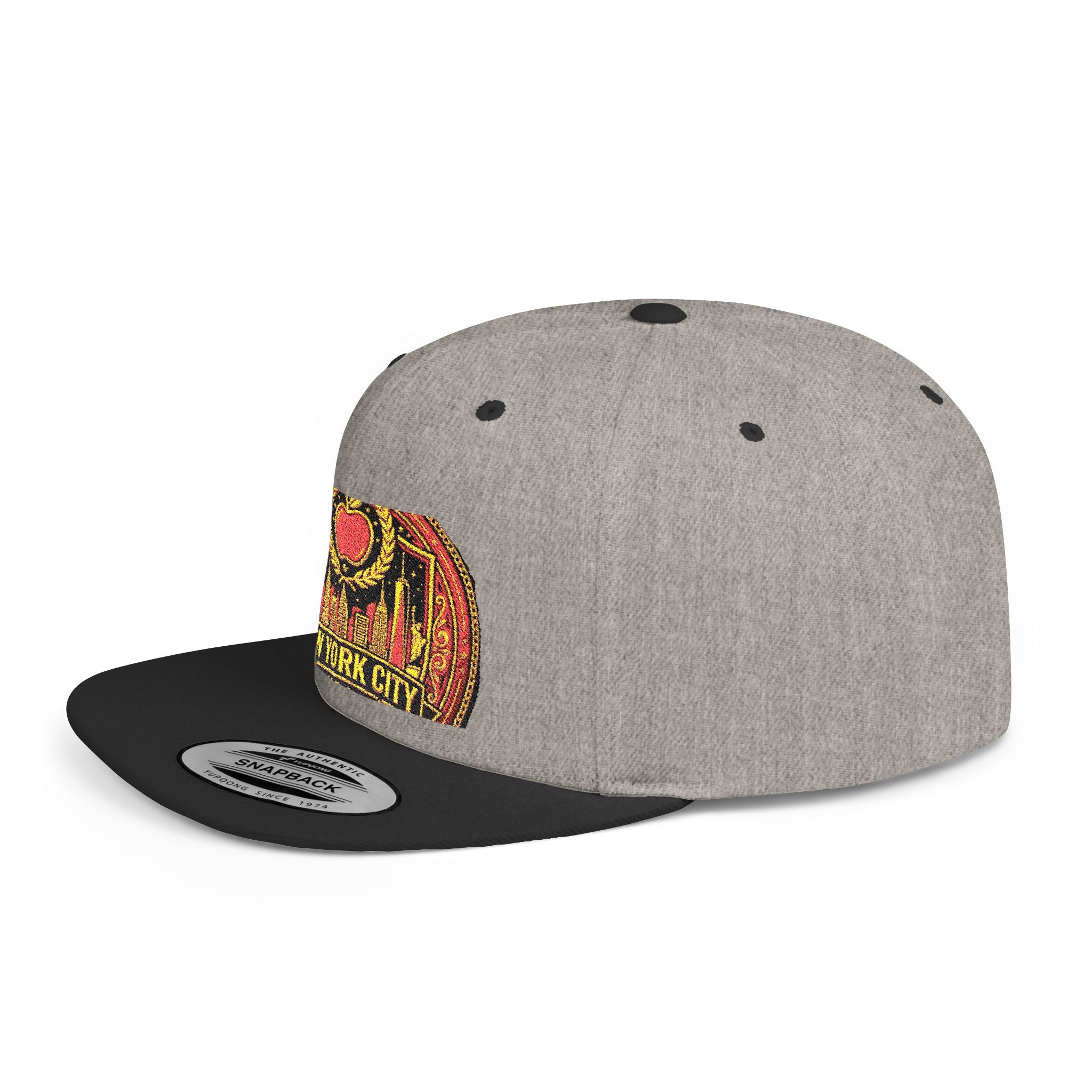 New York City Flat Bill Snapback Hat – Retro Skyline Patch Cap