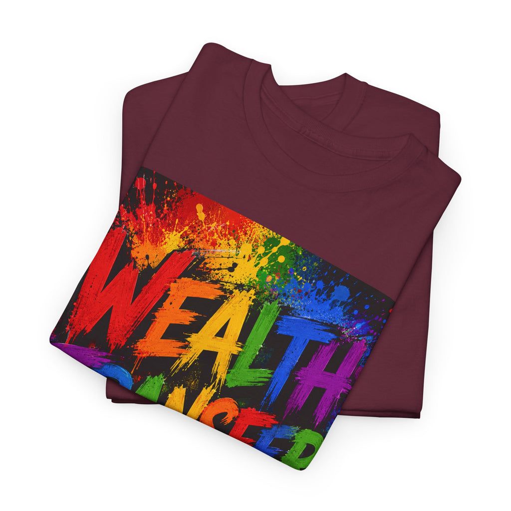 Wealth Transfer T-Shirt — Rainbow Graffiti Design (Back Fist Emblem)