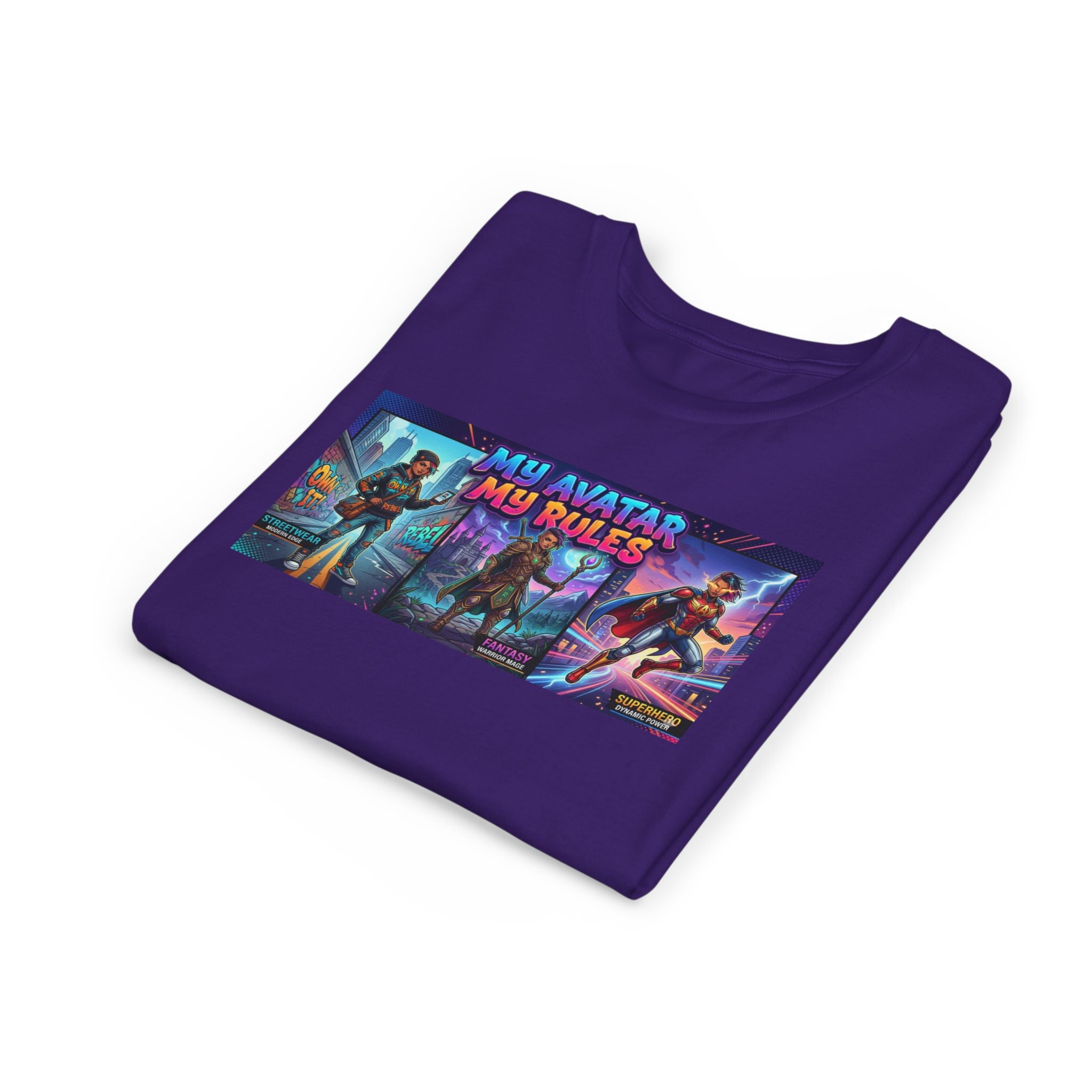 Youth Tee — “MY AVATAR MY RULES” Customizable Character Graphic