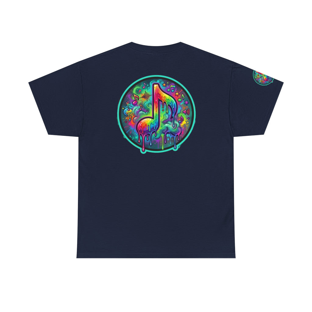 Music Vibes Tee — “They Want Our Rhythm But They Don’t Want Our Blues” Psychedelic Drip Note T-Shirt