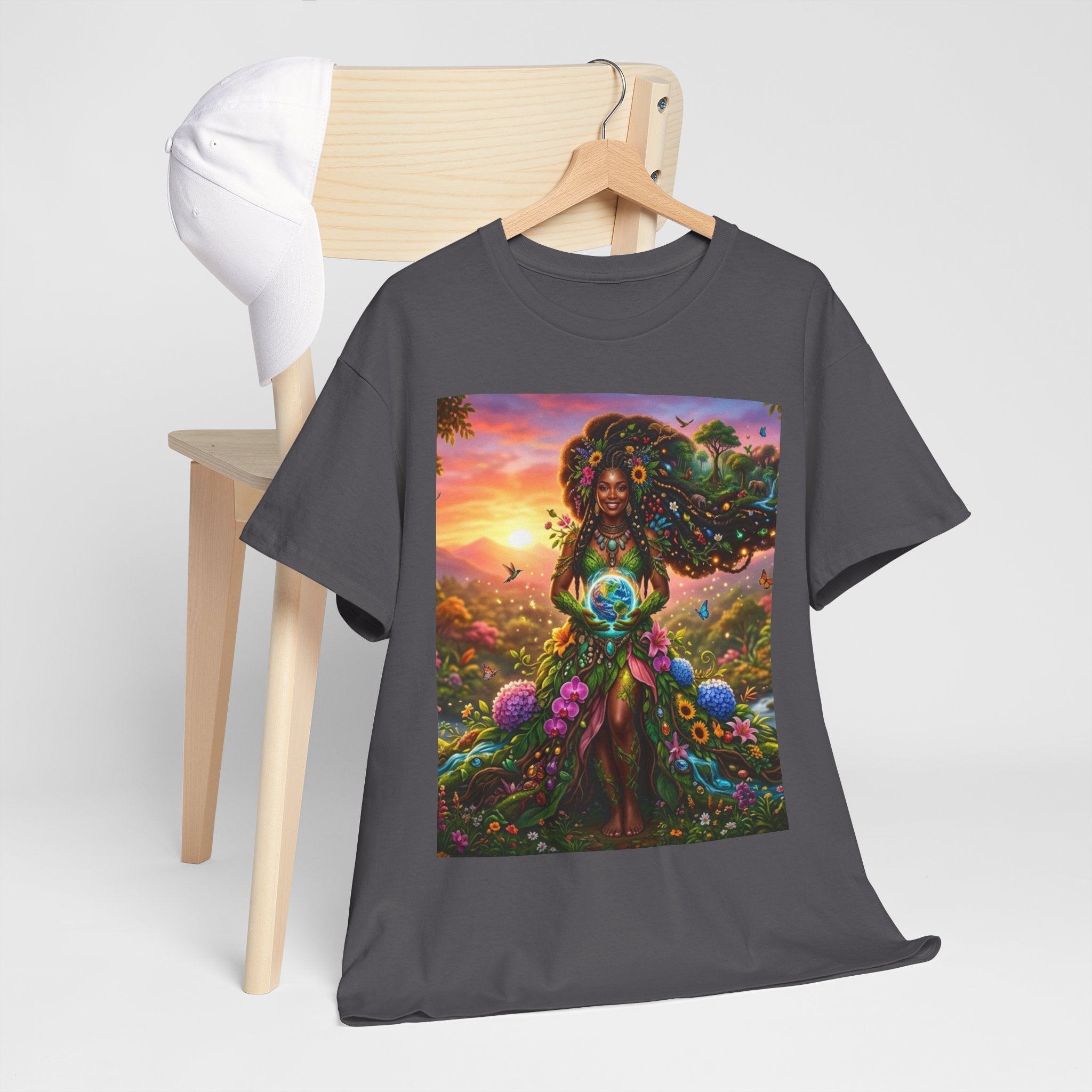 Earth Goddess T-Shirt — Vibrant Floral Nature Mother Graphic Tee