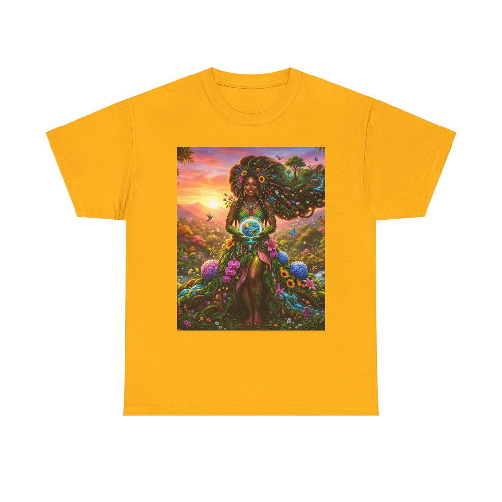 Earth Goddess T-Shirt — Vibrant Floral Nature Mother Graphic Tee