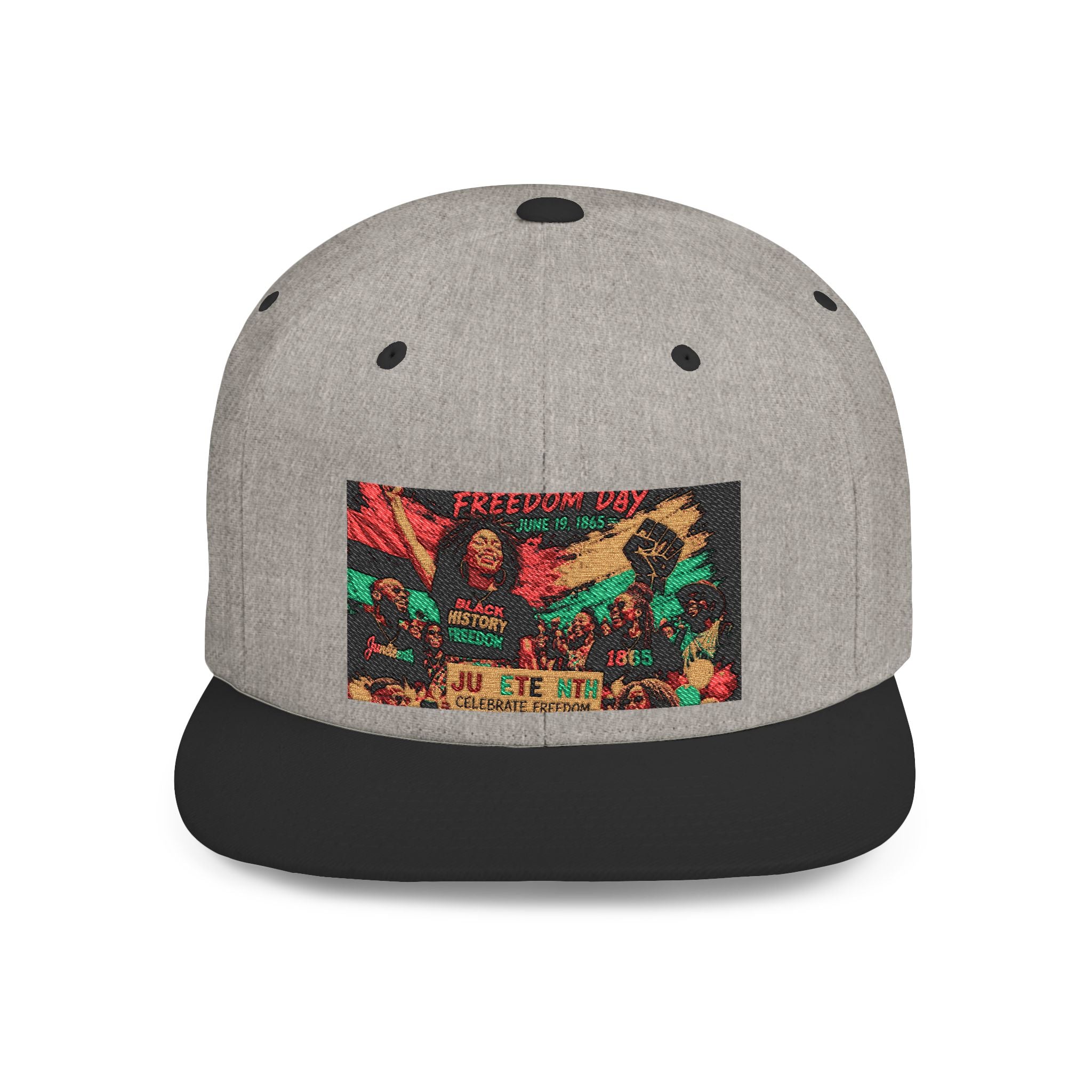 Reggae Vibes Flat Bill Snapback Hat — Colorful Rasta Music Patch