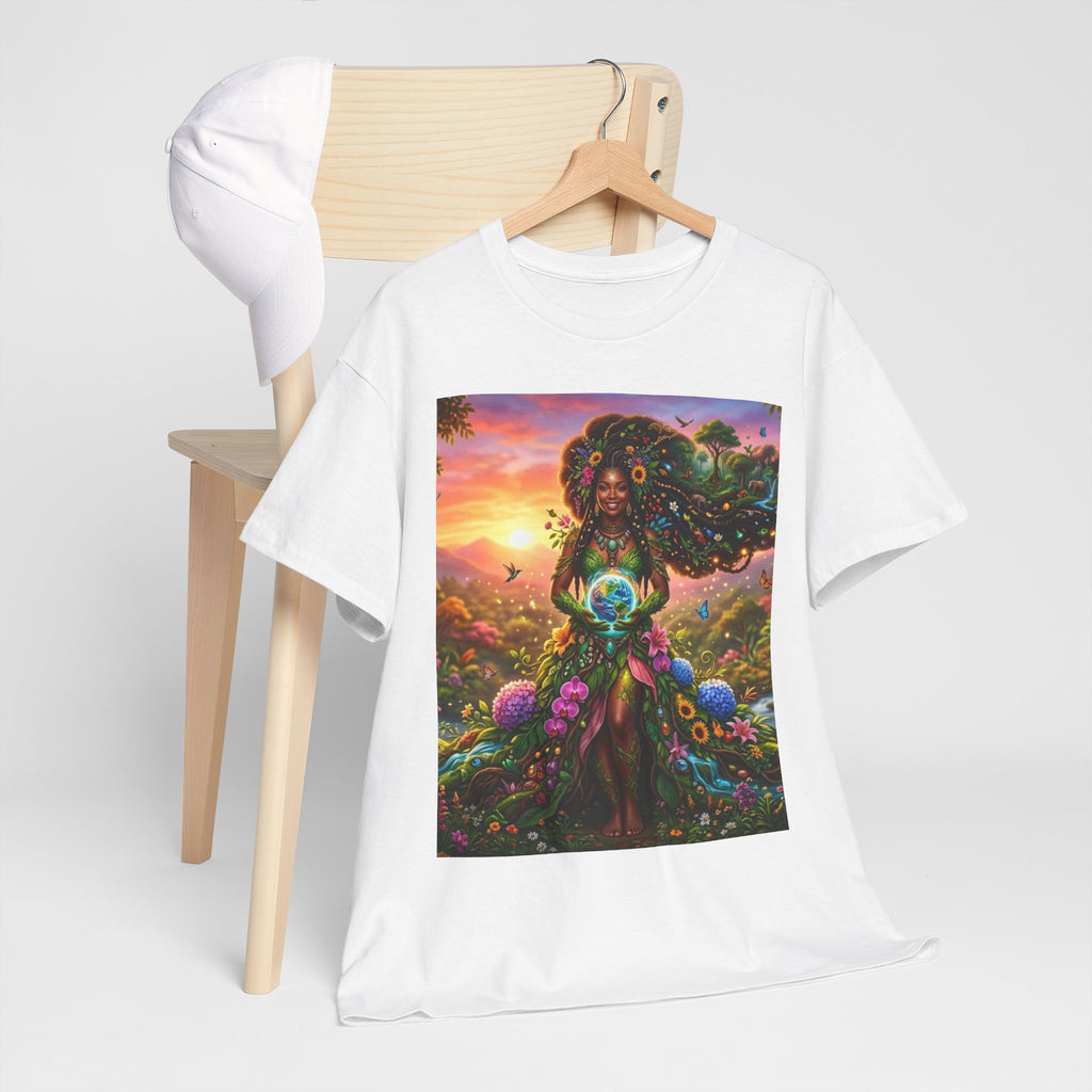 Earth Goddess T-Shirt — Vibrant Floral Nature Mother Graphic Tee